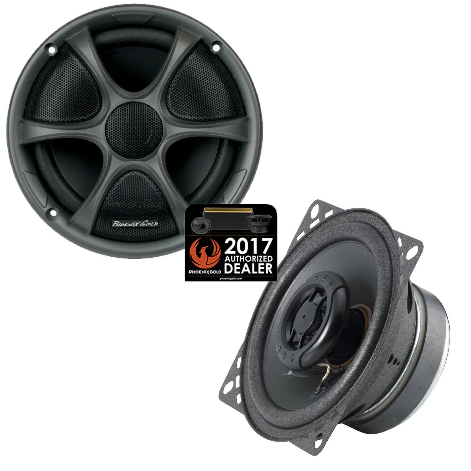 Phoenix Gold RX4CX - RX Series 4" Inch 100mm 10Cm 80 Watts Car Coaxial Speakers (Pair)