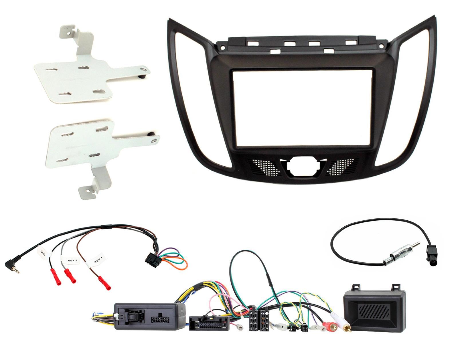 Grundig 6.8" Apple Android Double Din Stereo Fitting Kit + Steering Wheel Stalk Controls to fit Ford Kuga 2013-