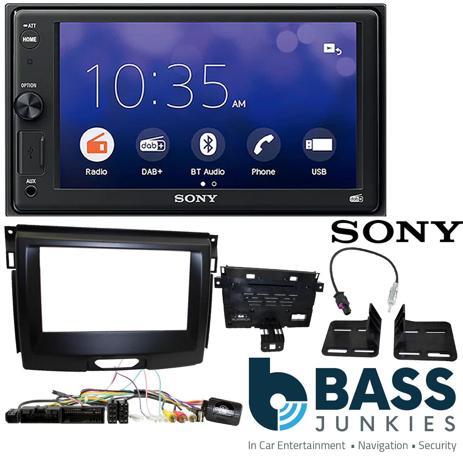 SONY XAV-1550D DAB+ Smart Bluetooth Car Radio + Stereo fitting kit + Steering Wheel Controls Loom for Ford Ranger 2015-2020 | Ford Ranger 2019-2020