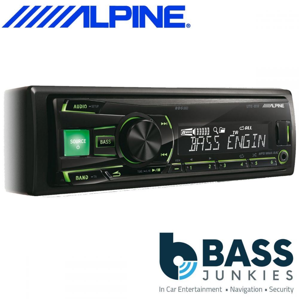 Alpine UTE-81R Single Din Mechless USB AUX MP3 Car Stereo Player