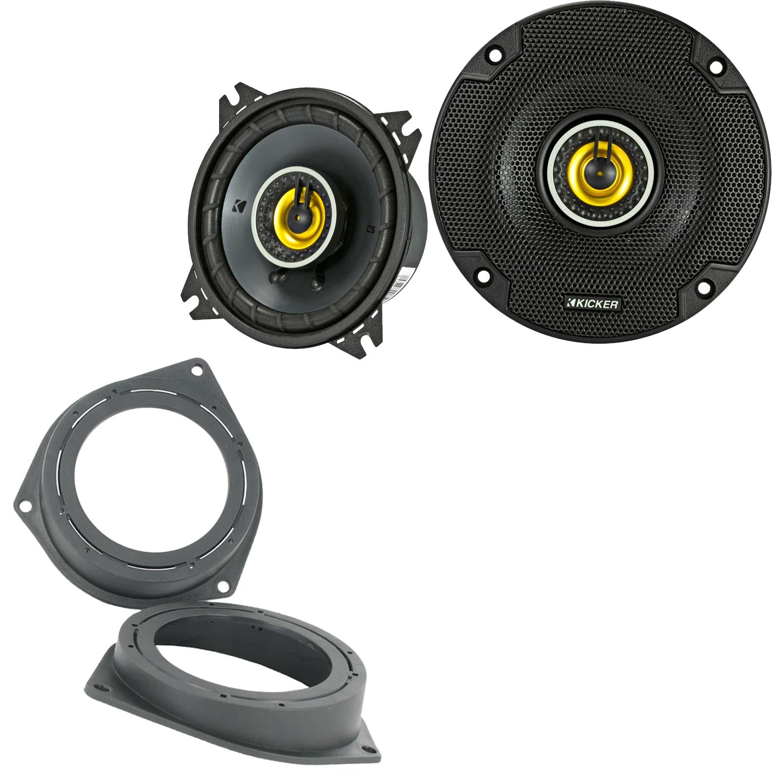 Kicker CSC44 100mm/10cm/4" 2-Way Coaxial Car speakers (Per Pair Max 300|100 watts RMS) Fits Ford KA 2009-16