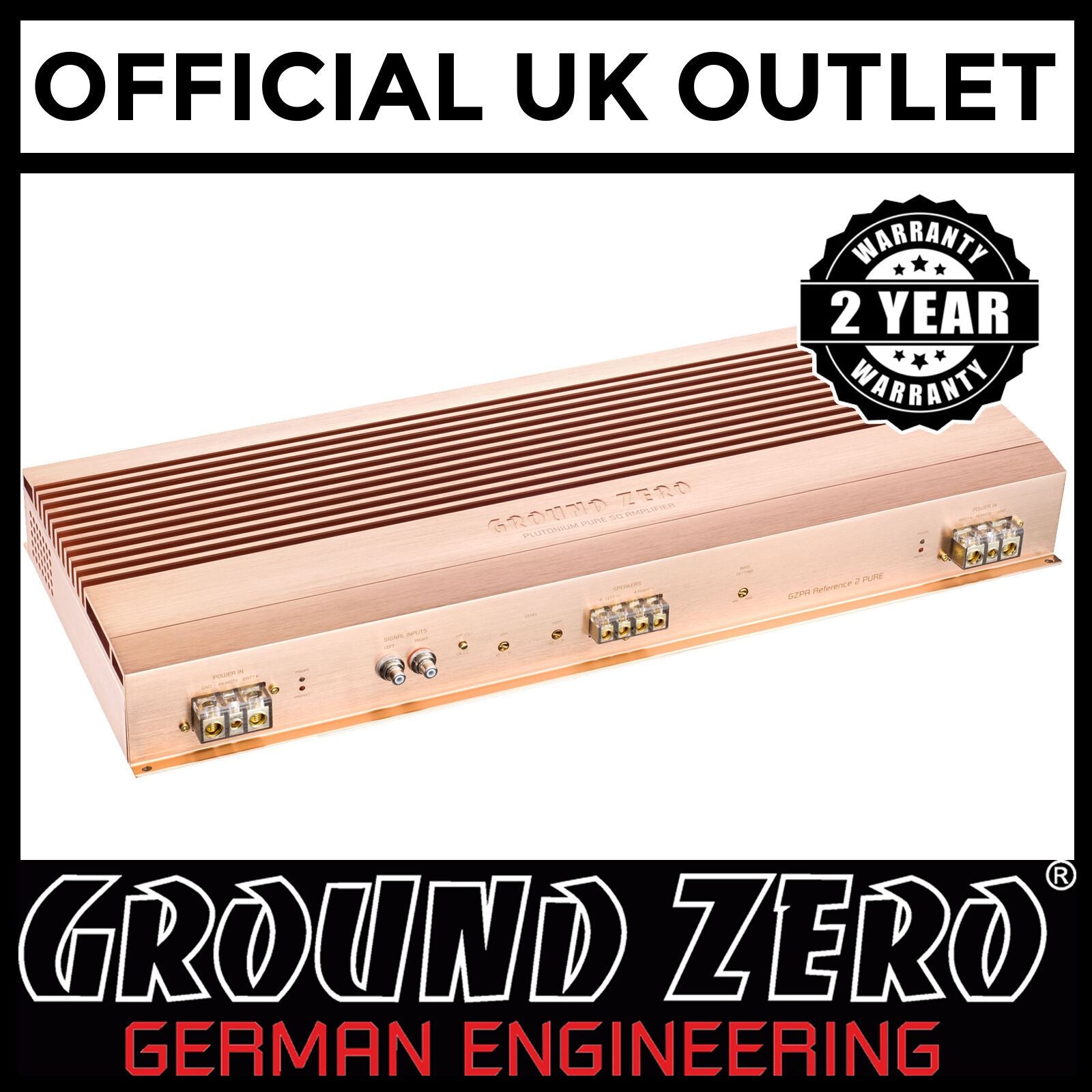 Ground Zero GZPA Reference 2PURE - Class A/B 2700 Watts 2-Channel 1-Ohm Pure Sound Quality Car Amp Amplifier