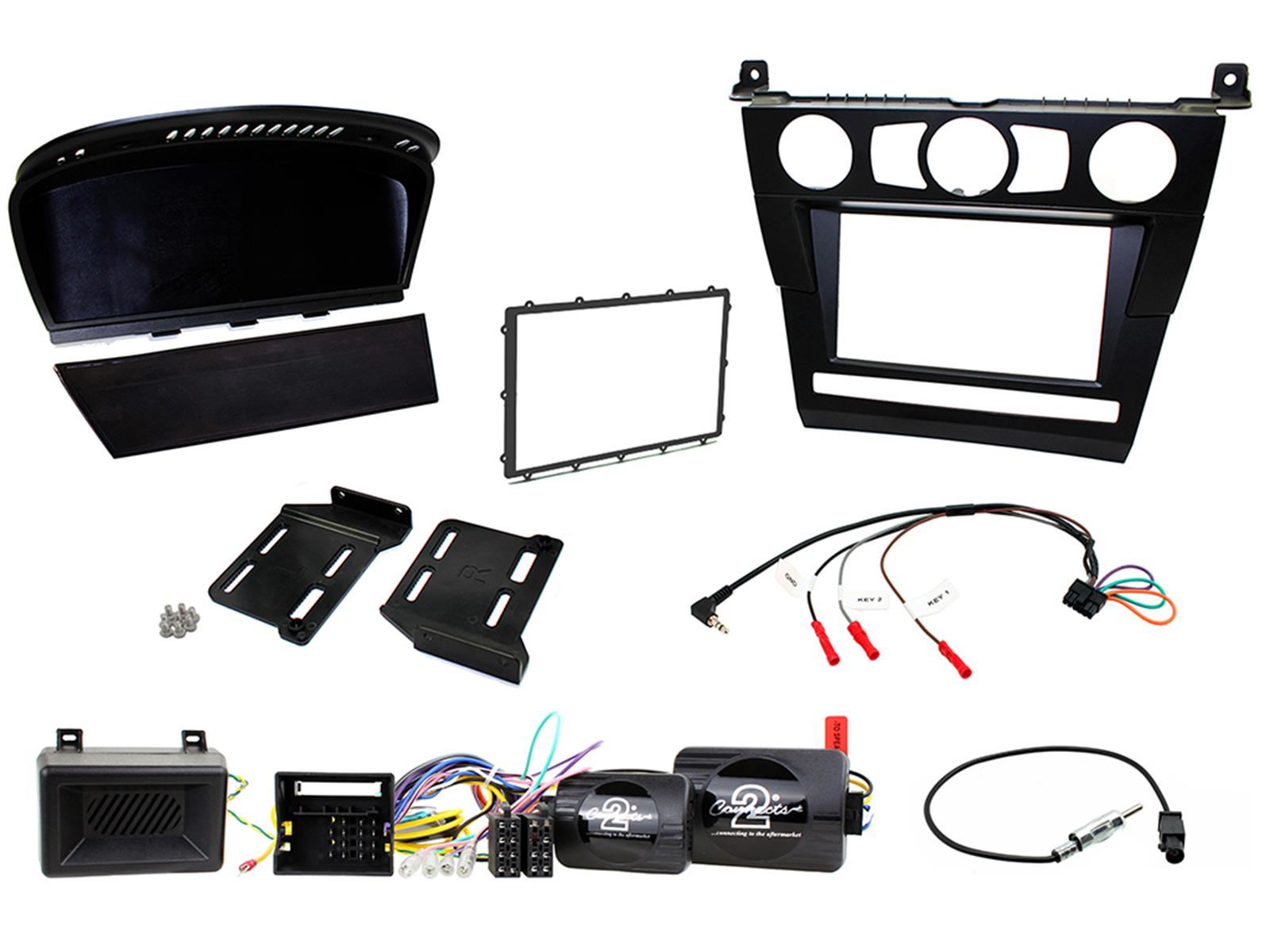 Grundig 6.8" Apple Android Double Din Stereo Fitting Kit + Steering Wheel Stalk Controls to fit BMW 5-Series 2003-07