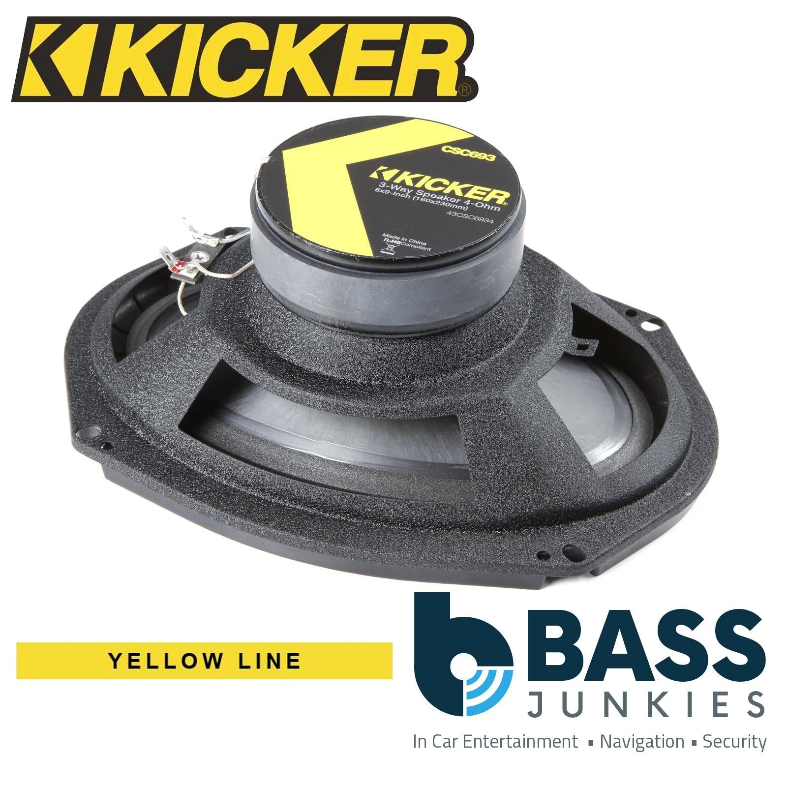 Kicker CSC6934 - 6" x 9" 160 x 230mm 450 Watts 3 Way Car Triaxial Rear Oval Shape Speakers