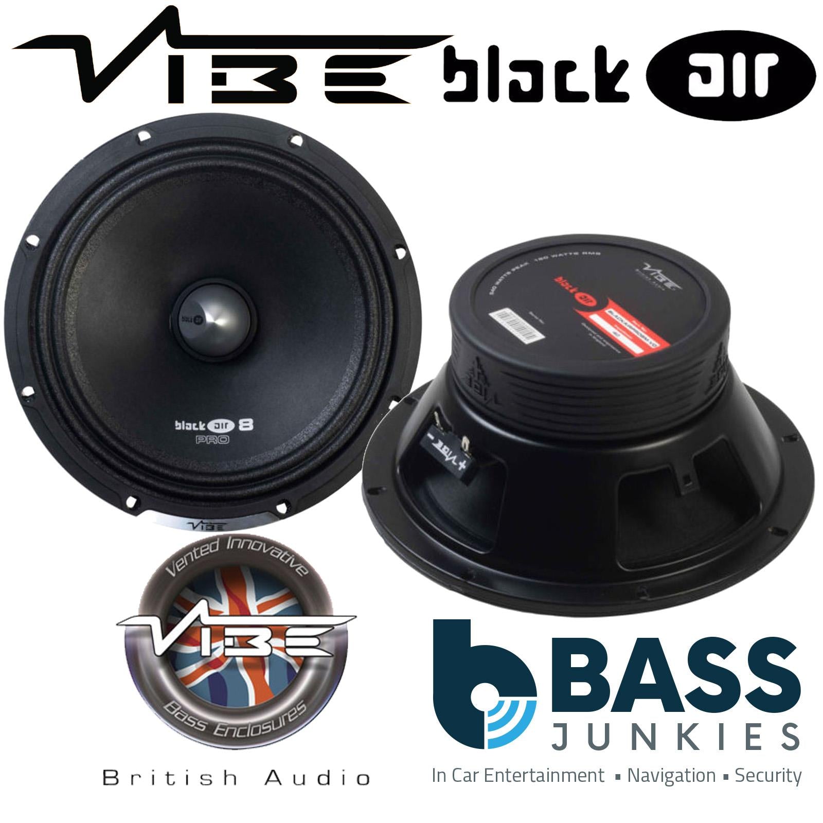 Vibe BLACKAIRPRO8M-V0 8 inch 208mm 540 Watt BlackAir Car Pro Audio Midrange Speakers