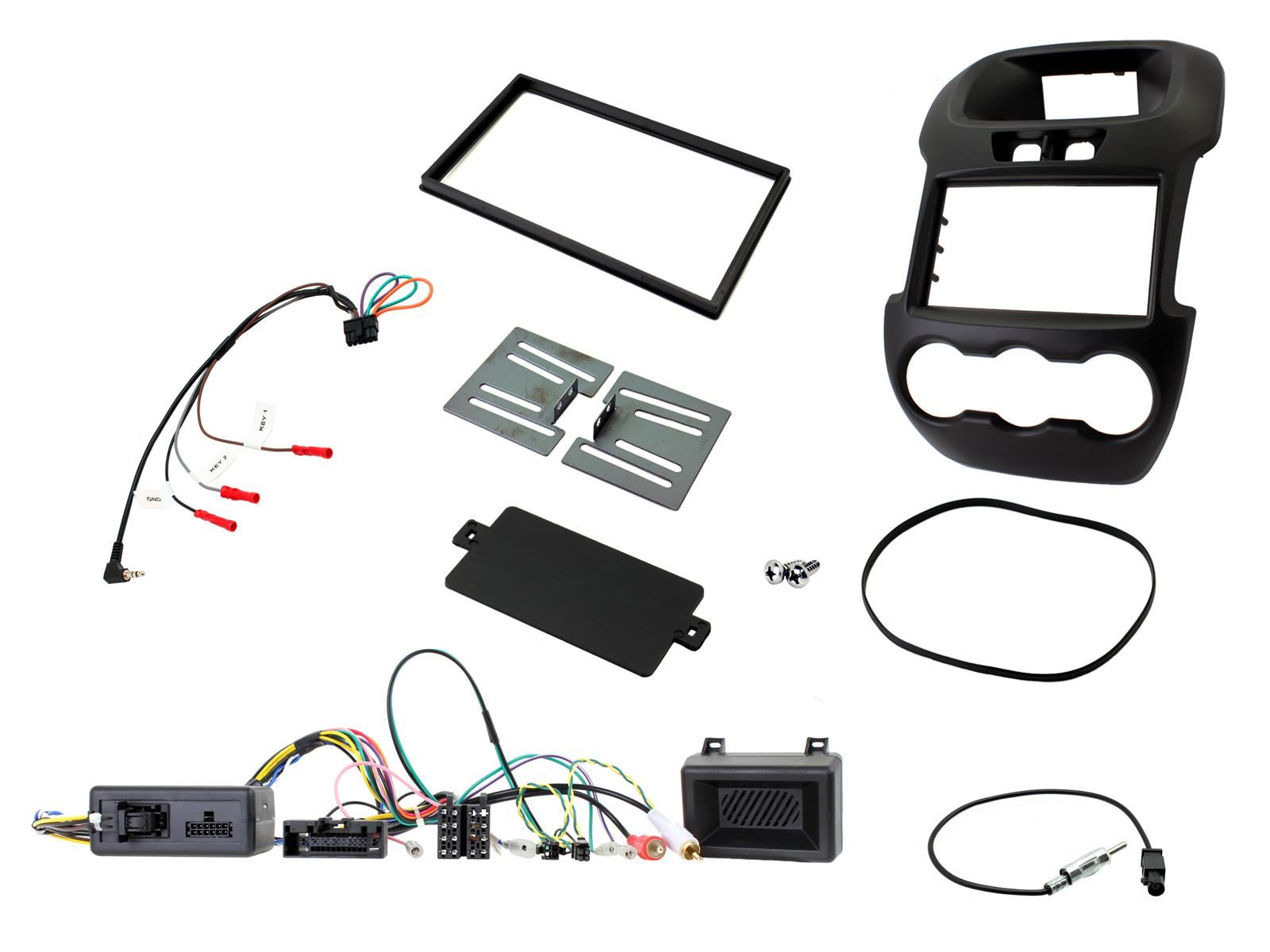 Grundig 6.8" Apple Android Double Din Stereo Fitting Kit + Steering Wheel Stalk Controls to fit Ford Ranger 2012-16