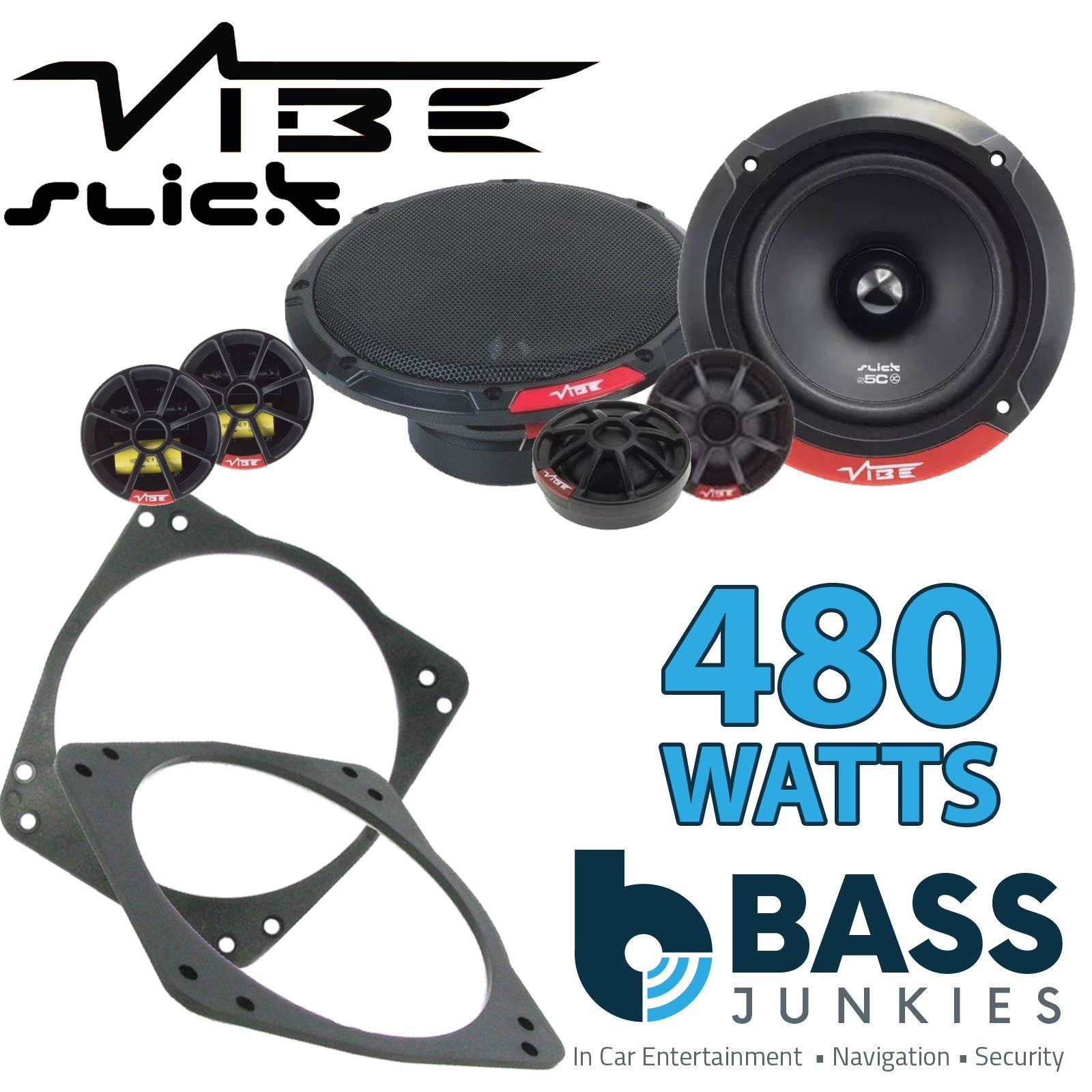 Vibe SLICK5C-V7 2-Way 130mm/13cm/5.25" Component Speakers (Per Pair 480 Watts) Fits Ford Fiesta 1989-01