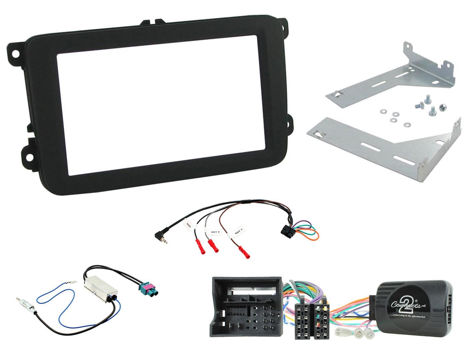 Connects2 CTKVW17 - Volkswagen Double Din Fascia & Steering Wheel Interface Installation Kit