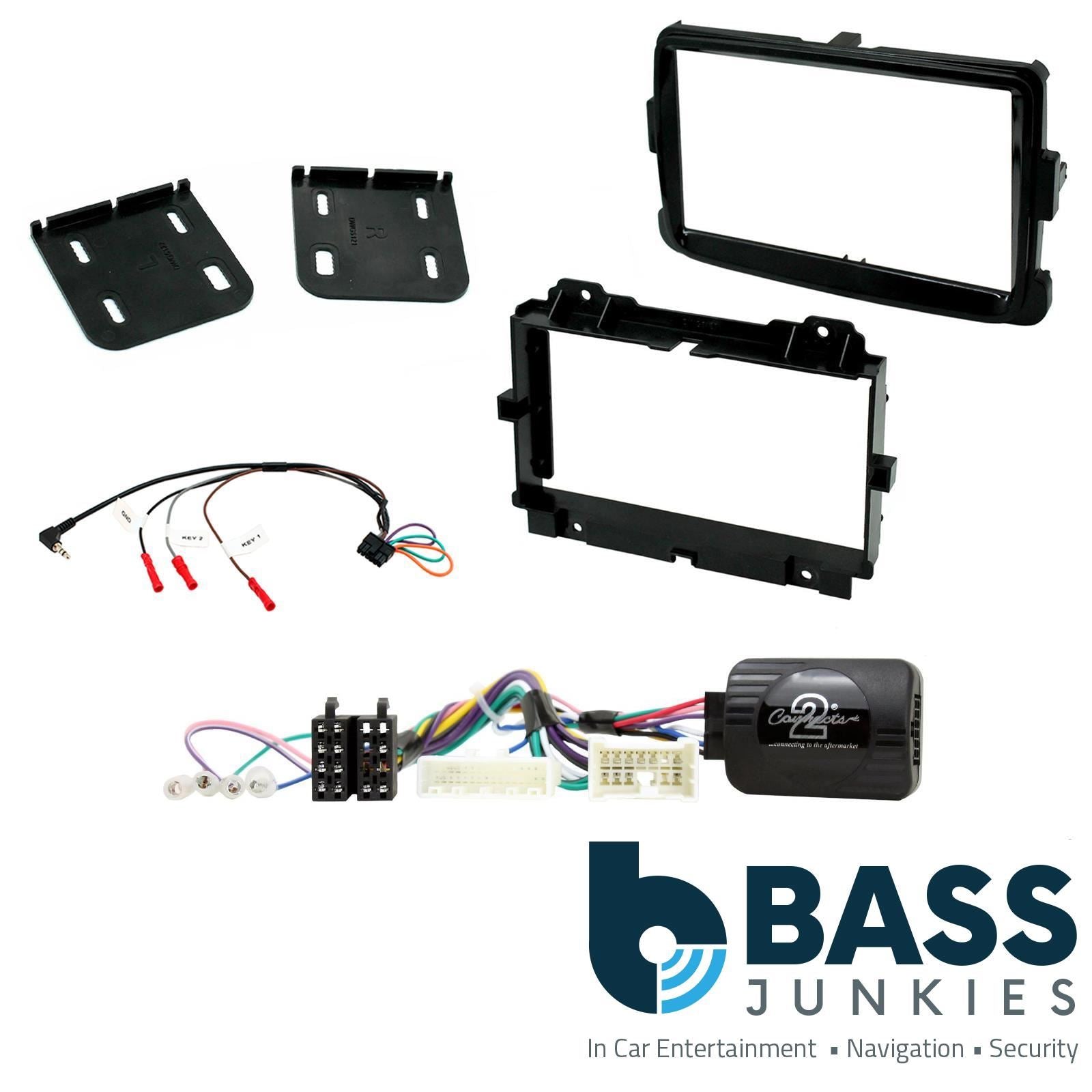 Double Din Stereo Fitting Kit + Steering Wheel Stalk Controls to fit Renault Captur 2013-17