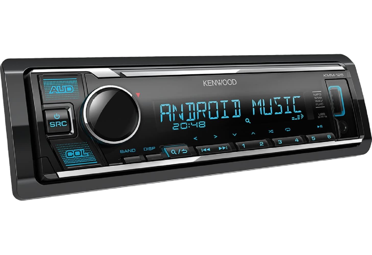Kenwood KMM-125 Digital Media Receiver Front USB Aux In Mechless Car Stereo (Direct Control for iPod | iPhone | Android) 4 x 50Watt Pre-out Output Level 2.5V Preout Rear / Subwoofer Switchable