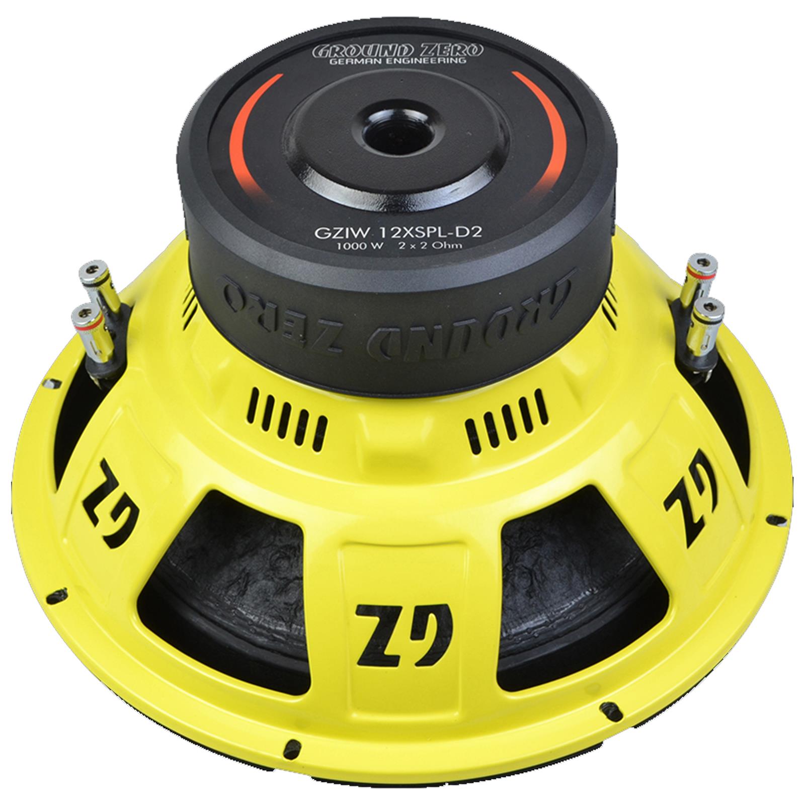 Ground Zero GZIW 12XSPL-D2 12" Yellow High Quality SPL 1000 Watts Subwoofer
