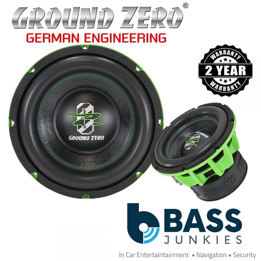 Ground Zero GZHW 25SPL GREEN - 10" Inch 25cm Dual 1-Ohm Green SPL 2500 Watts Car Sub Subwoofer