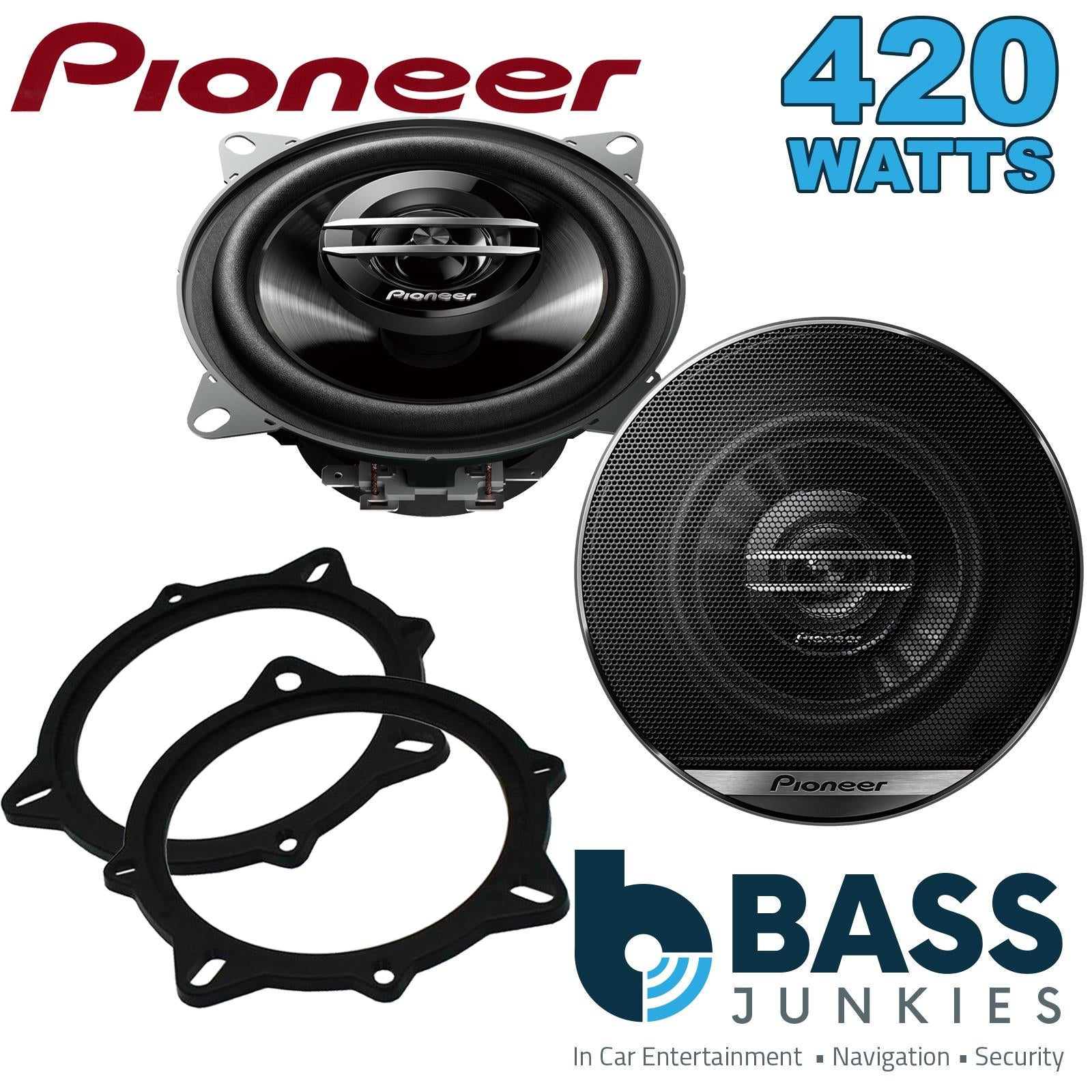 Pionner TS-G1020F 100mm/10cm/4" 2-Way Coaxial Car speakers (Per Pair Max 420|60 watts RMS) Fits BMW 5-Series 2006-10 | X1 09-15 | X3 06-10 | X5 06-13 | 3-Series 05-12