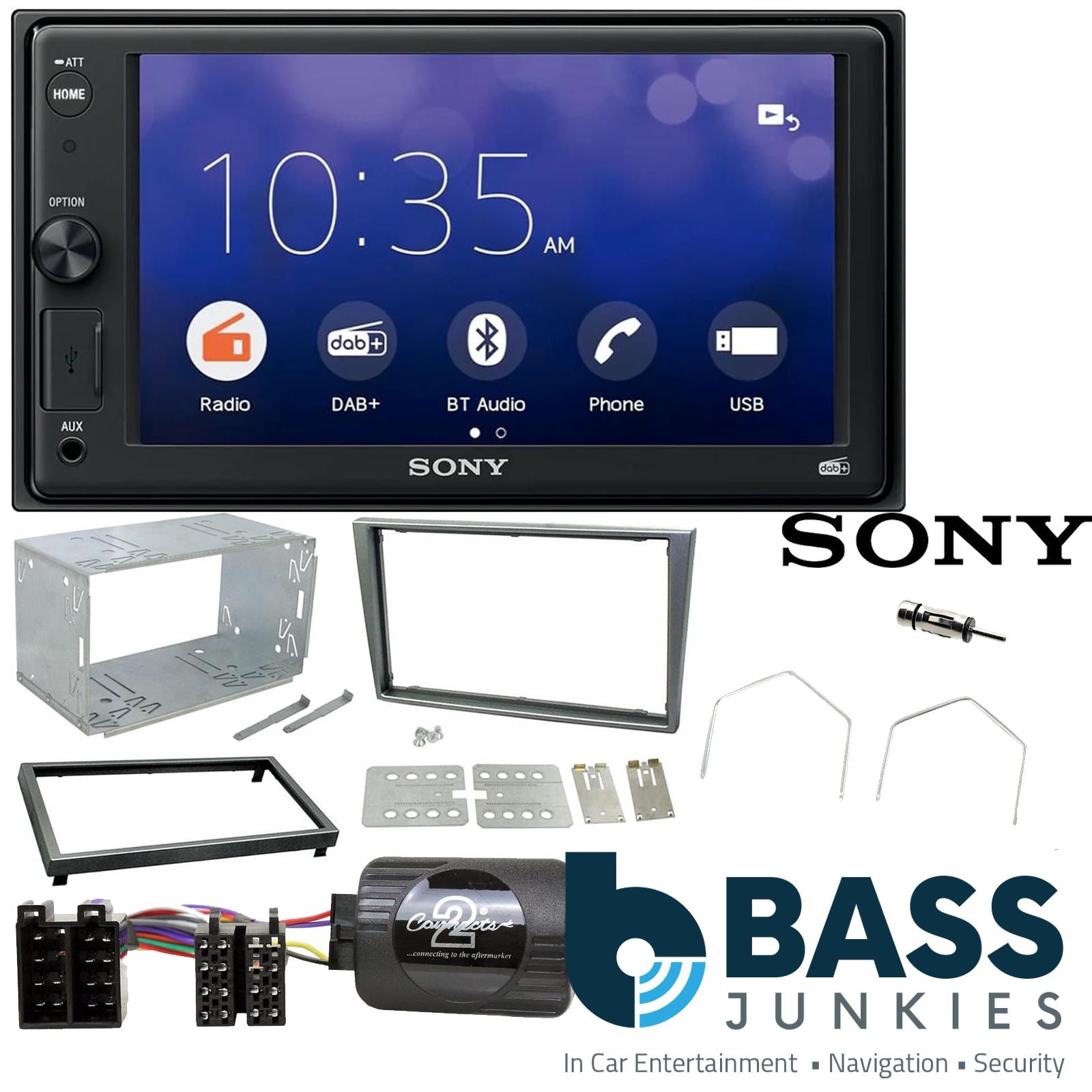 SONY XAV-1550D DAB+ Smart Bluetooth Car Radio + Stereo fitting kit + Steering Wheel Controls Loom for Vauxhall Meriva (A) 2005-2010 | Signum 2005-2008	 | Tigra (B)	2004-2009 | Vectra 2004-2008