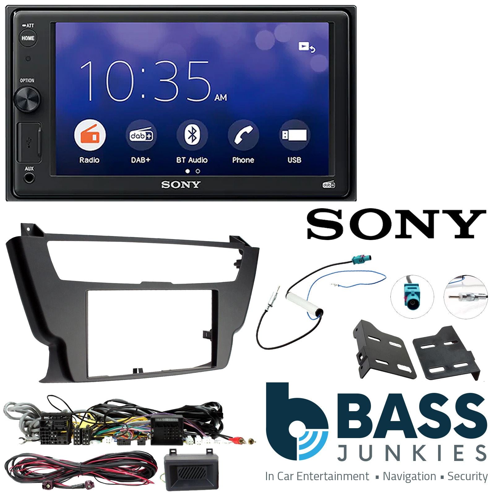 SONY XAV-1550D DAB+ Smart Bluetooth Car Radio + Stereo fitting kit + Steering Wheel Controls Loom for BMW 3-Series F30 12-20FALSEFALSEFALSEFALSEFALSE