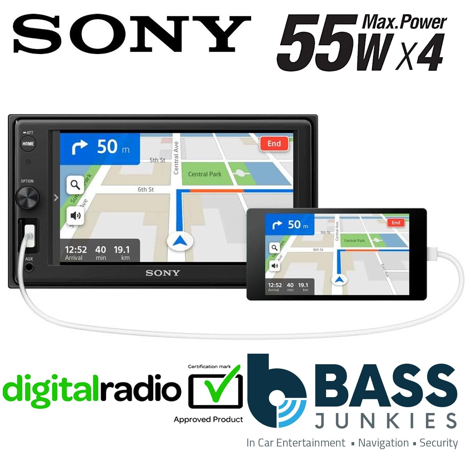 Sony XAV-1550D Car Stereo 6.2" Touch Screen Double Din Bluetooth | USB | DAB+ Radio | FM Radio | WebLink Cast mirrors your smartphone contents | Rear�view camera ready | Anti-Glare Screen | Extra Bass