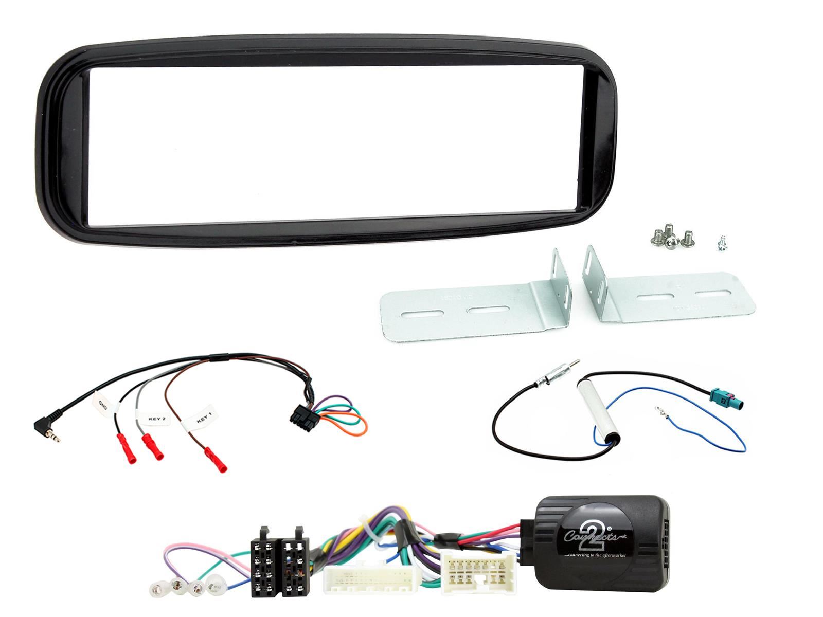 Single Din Stereo Fitting Kit + Steering Wheel Stalk Controls to fit Renault Clio 2013-17