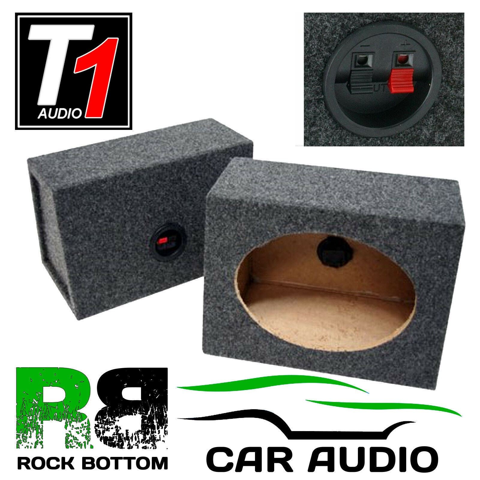 T1 Audio Pair of 6x9 6 x 9 Car Speaker MDF Bass Box Enclosure (GREY Carpet)
