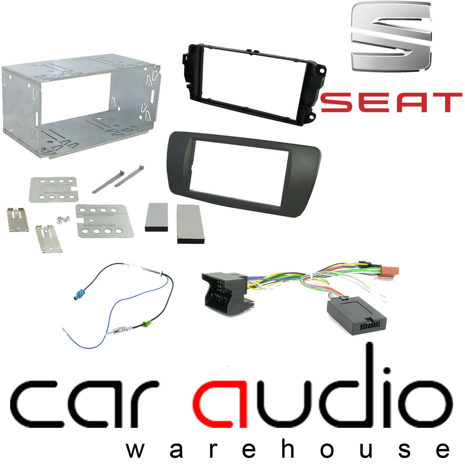 Connects2 CTKST02 - Seat Ibiza 2008 - 2014 Double Din Fascia & Steering Wheel Interface Installation Kit