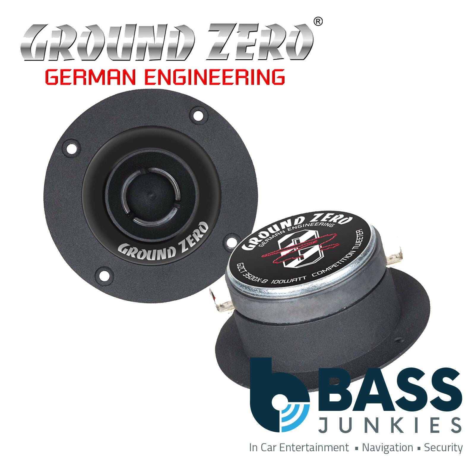 Ground Zero GZCT 3500X-B - 4.02” Inch 102mm 100 Watts 4-Ohm High Power Compression Horn Tweeter - Single