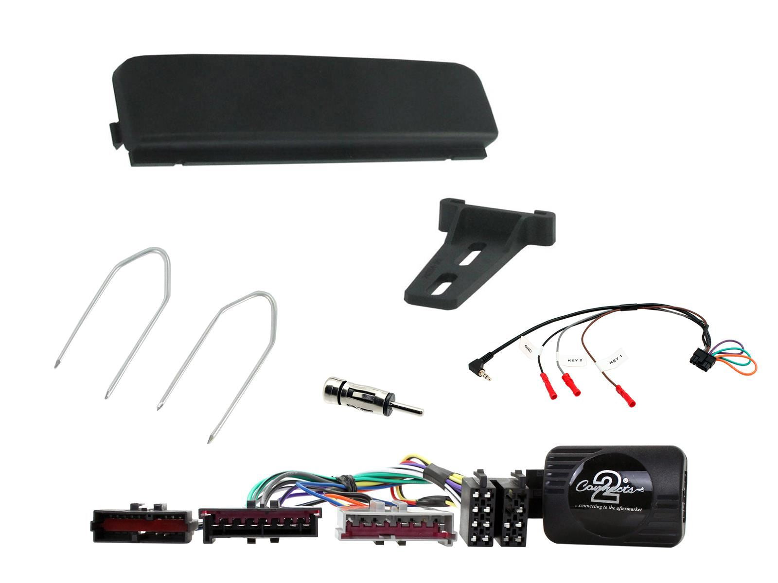 Connects 2 CTKFD19 - Ford Cougar 1998 - 2002  Single Din Facia & Steering wheel Interface Fitting Installation Kit (Black Facia Panel)
