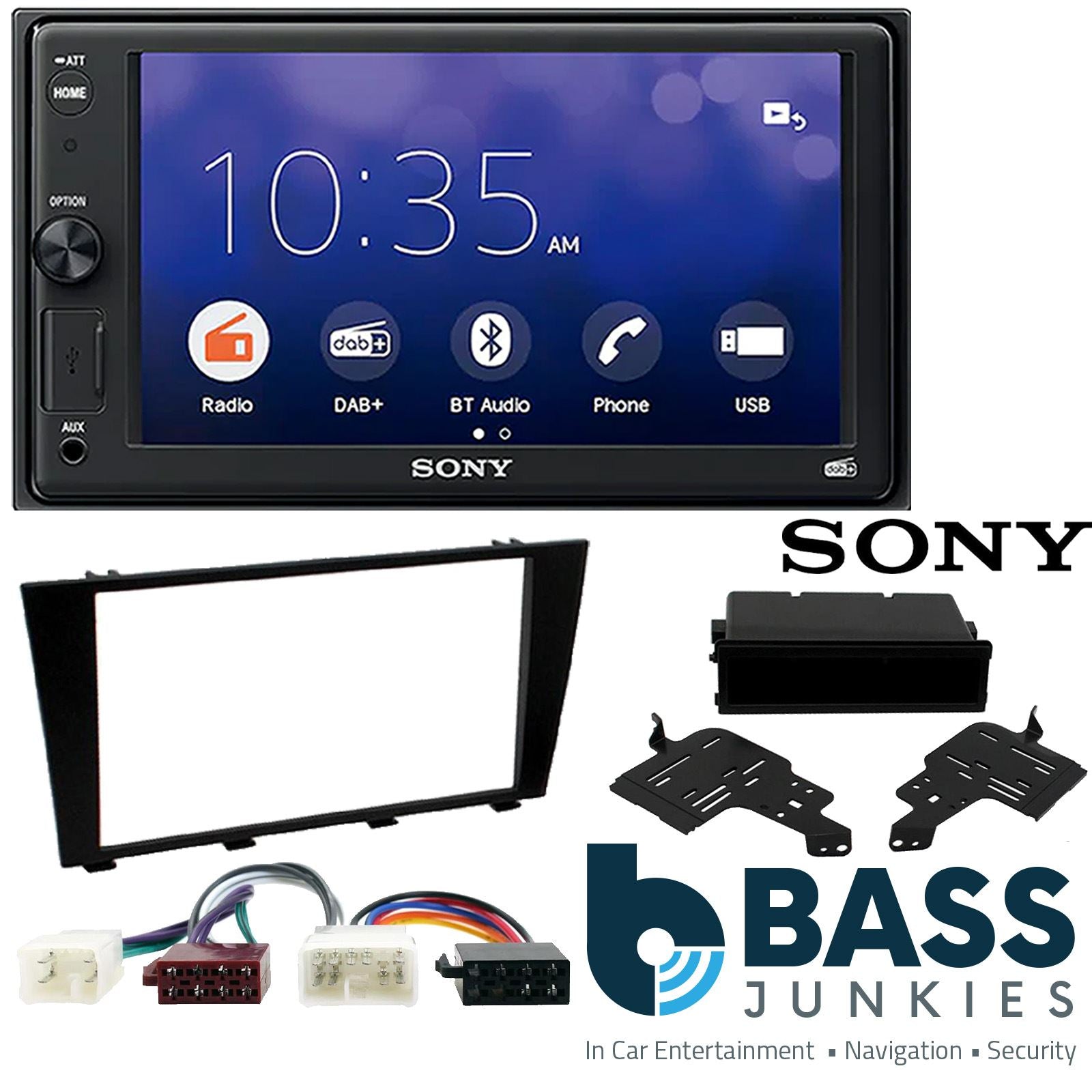 SONY 6.2" Screen Blutooth Double Din Stereo Fitting Kit + Steering Wheel Stalk Controls to fit Lexus IS300 2001-04