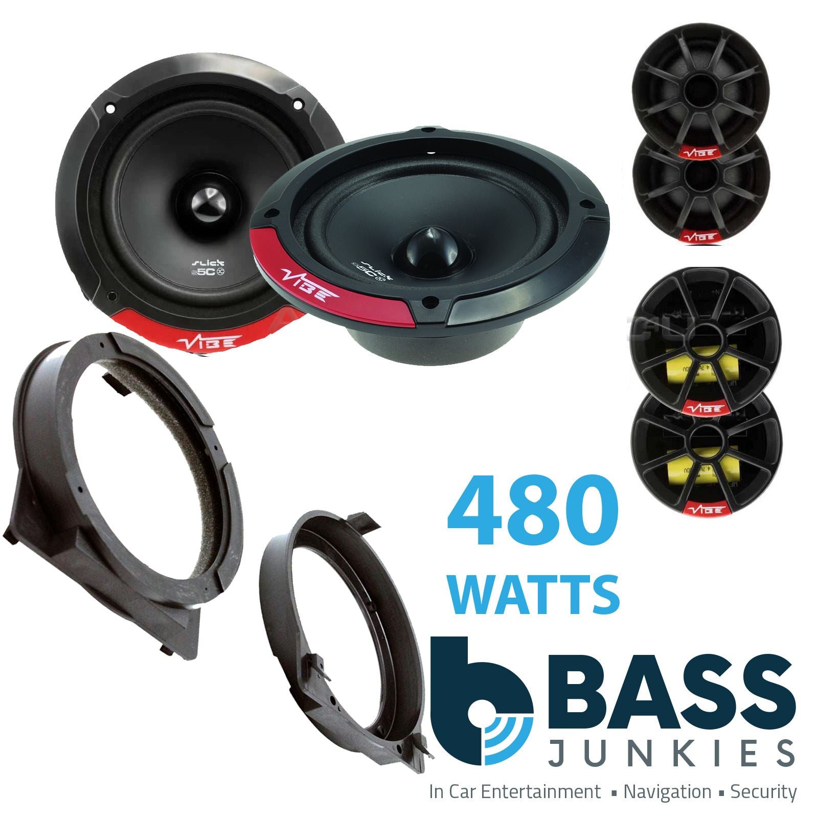 Vibe SLICK5C-V7 2-Way 130mm/13cm/5.25" Component Speakers (Per Pair 480 Watts) Fits Honda Jazz <-2008
