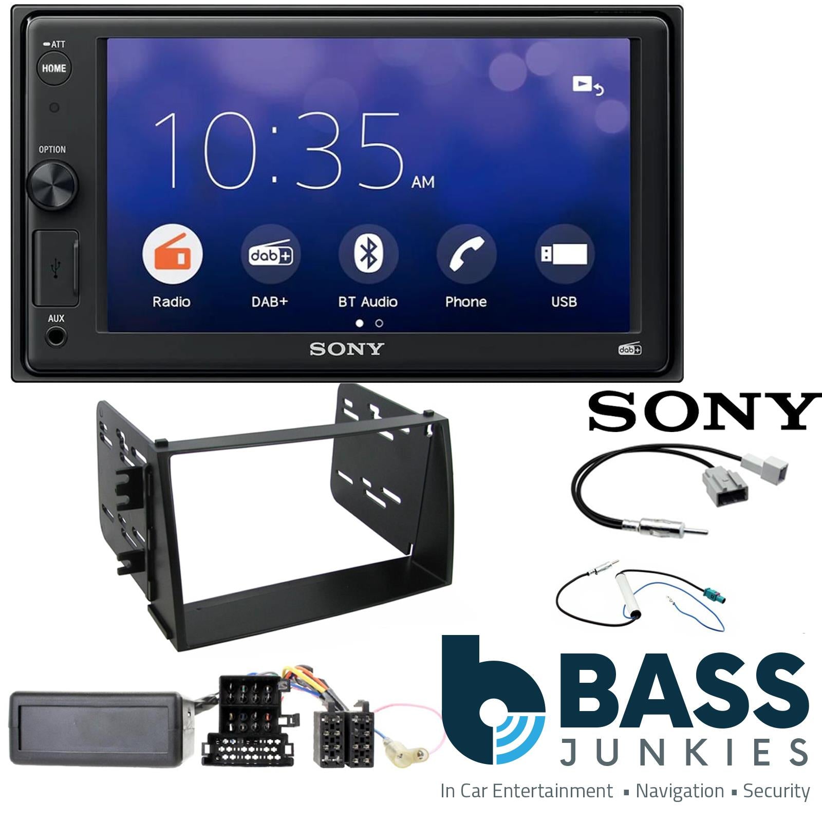 SONY XAV-1550D DAB+ Smart Bluetooth Car Radio + Stereo fitting kit + Steering Wheel Controls Loom for Kia Soul 2009-2011