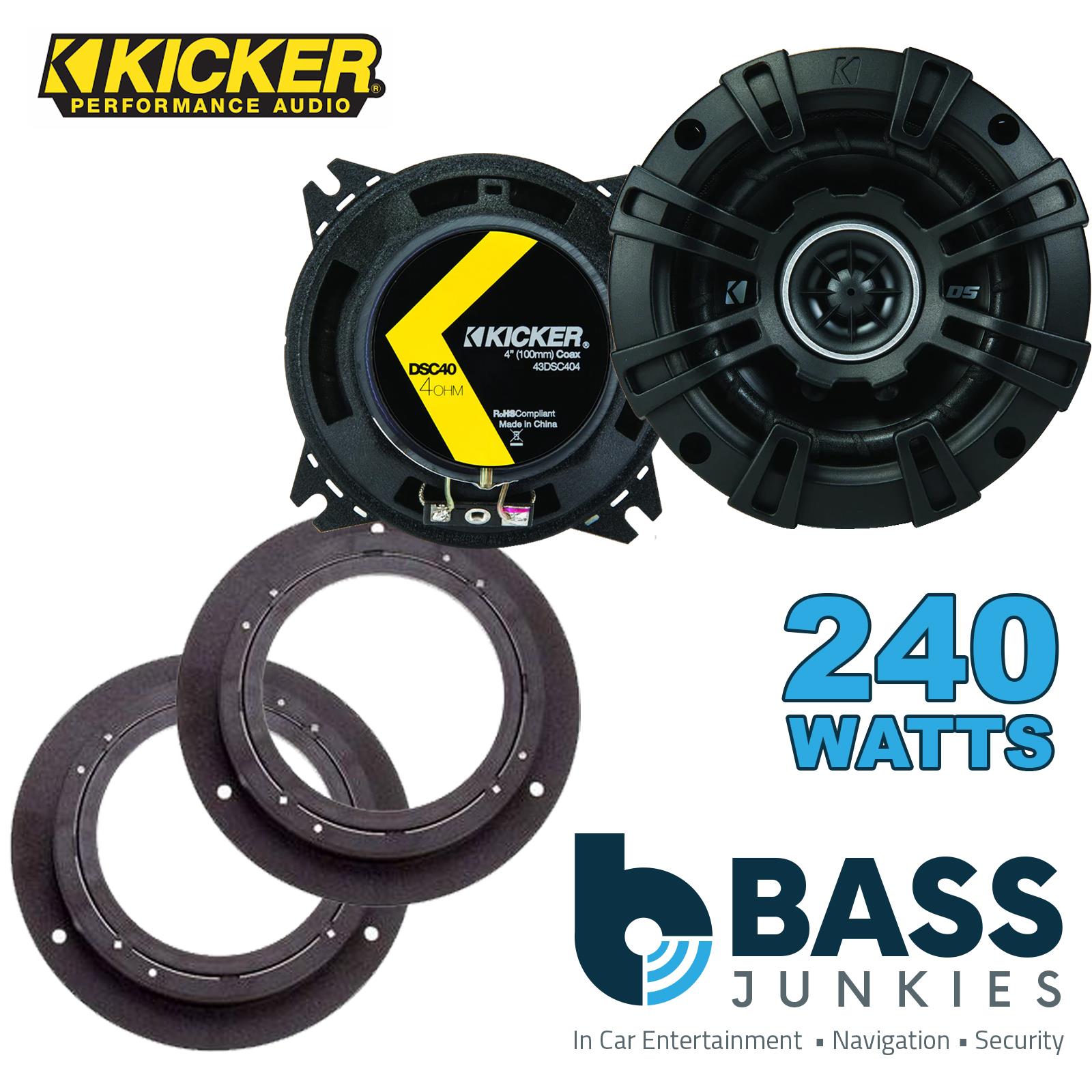 Kicker DSC404 100mm/10cm/4" 2-Way Coaxial Car speakers (Per Pair Max 240|60 watts RMS) Fits Mercedes A-Class 2004-12