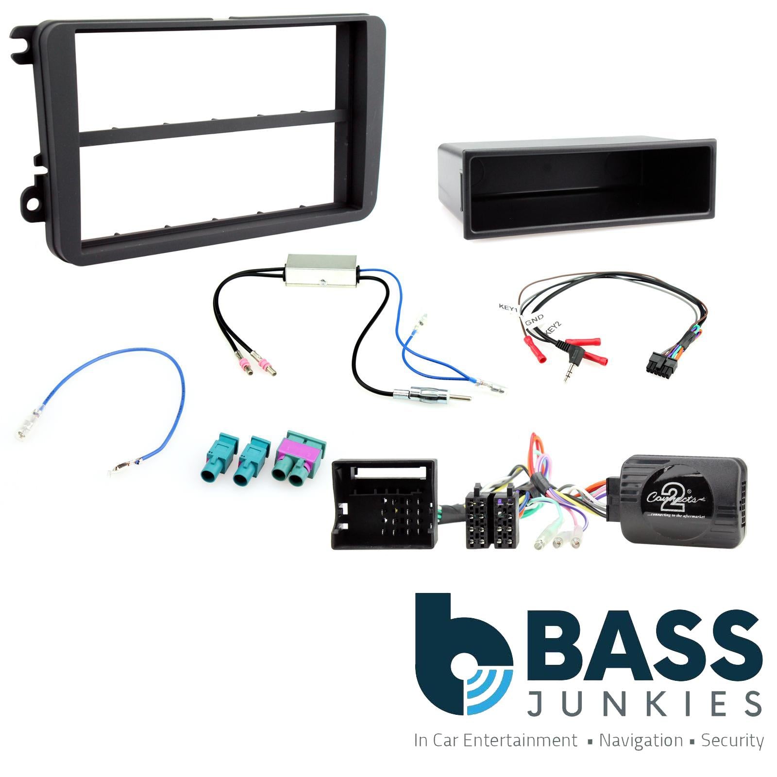 Connects2 CTKVW04 - Volkswagen Golf/EOS 2004 - 2012 Single Din Fascia & Steering Wheel Interface Installation Kit