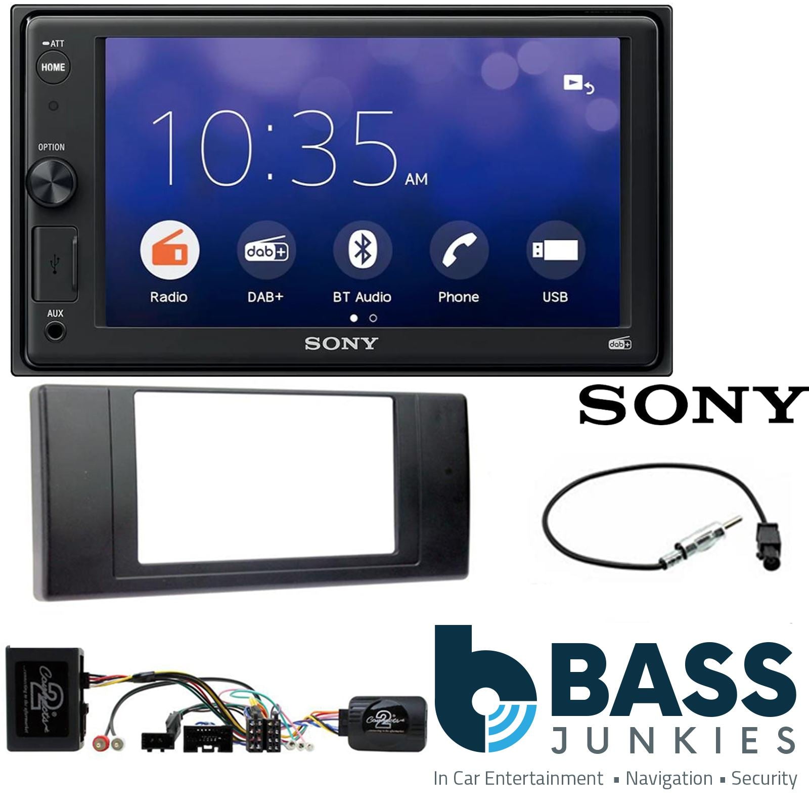 SONY XAV-1550D DAB+ Smart Bluetooth Car Radio + Stereo fitting kit + Steering Wheel Controls Loom Range Rover Vogue 2006-2012