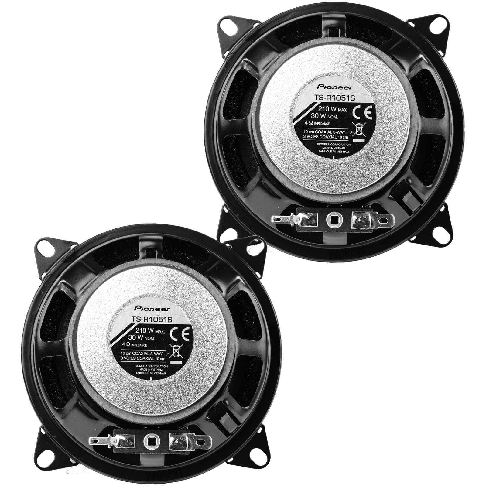 Pionner TS-1051S 100mm/10cm/4"  3 Way Coaxial Car Door speakers (Per Pair Max 420 watts| 60 watts RMS) Each Speaker Max 210 watts|RMS 30 Watts|MidRange/Tweet/High Sensitivity/With Grills