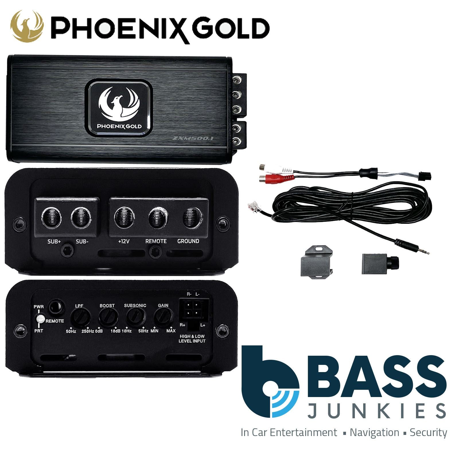 PHOENIX GOLD ZXM500.1 1000 Watt Class D Mono Car Mini Micro Subwoofer Amplifier 360 Watts @ 2 Ohms, 240 Watts @ 4 Ohms, 500 Watts RMS @ 1 Ohms