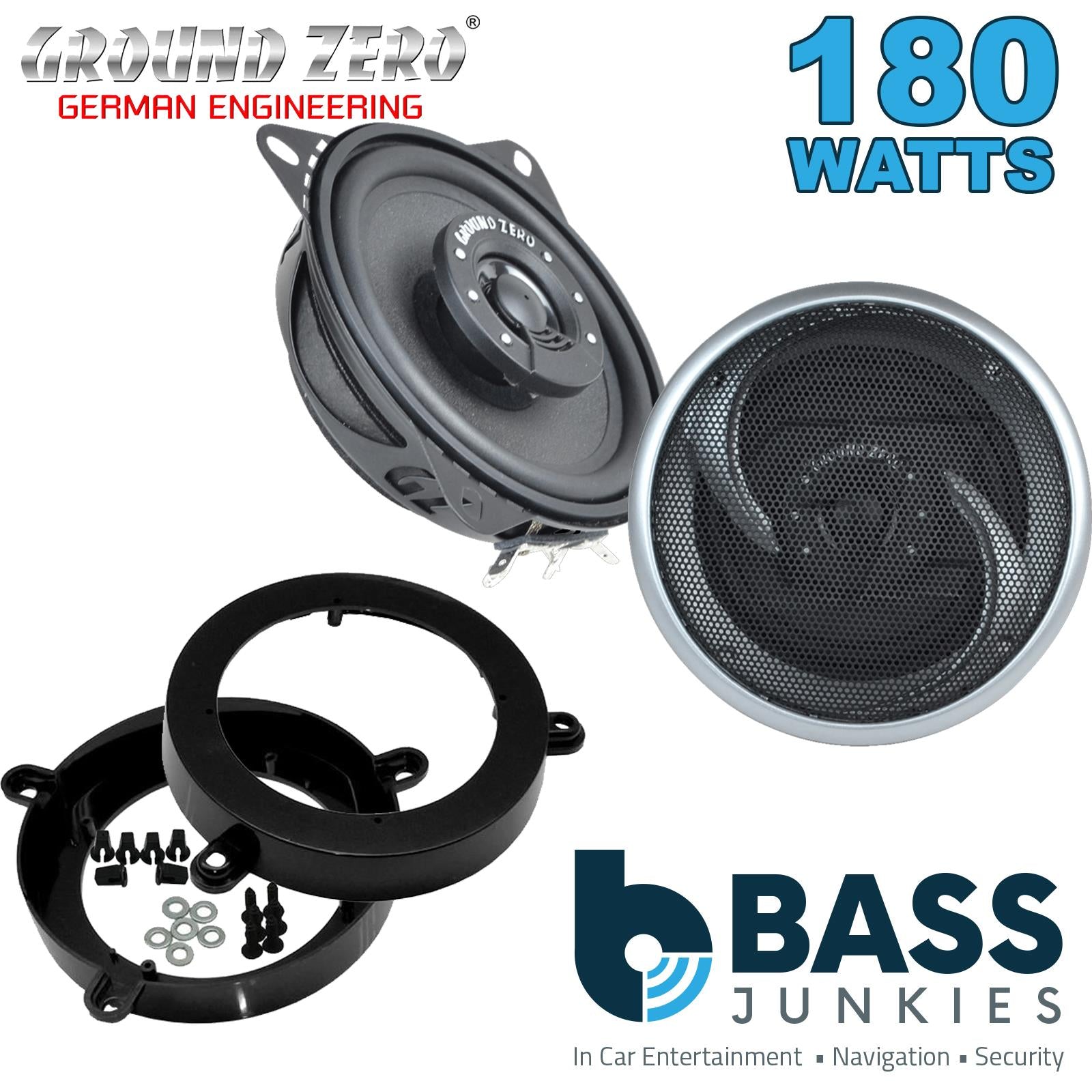 Ground Zero GZIF 4001FX 100mm/10cm/4" 2-Way Coaxial Car speakers (Per Pair Max 180|100 watts RMS) Fits Mercedes C-Class 2000-07
