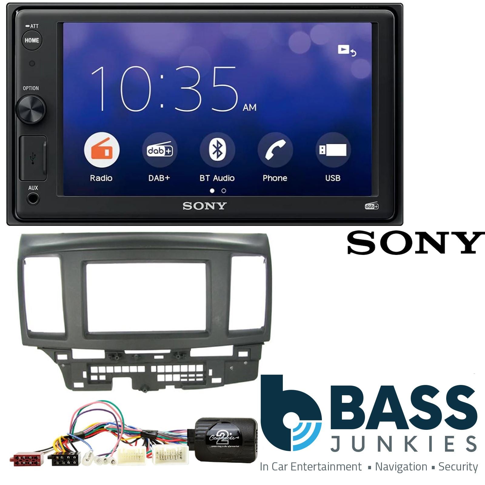 SONY XAV-1550D DAB+ Smart Bluetooth Car Radio + Stereo fitting kit + Steering Wheel Controls Loom for Mitsubishi Lancer 2008-2010
