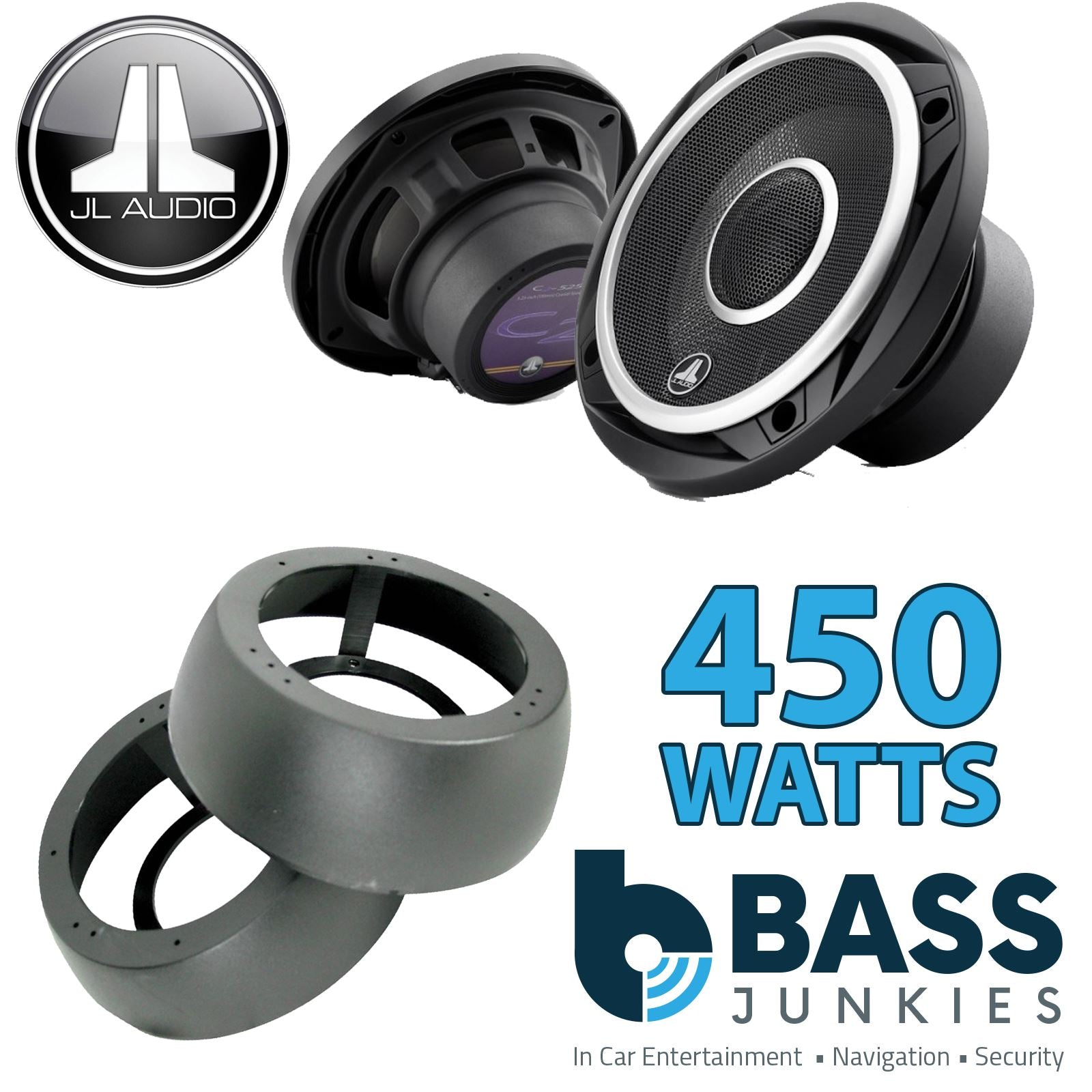 JL Audio C2-525X 2-Way 130mm/13cm/5.25" Coaxial Speakers (Per Pair 450 Watts) Fits Universal