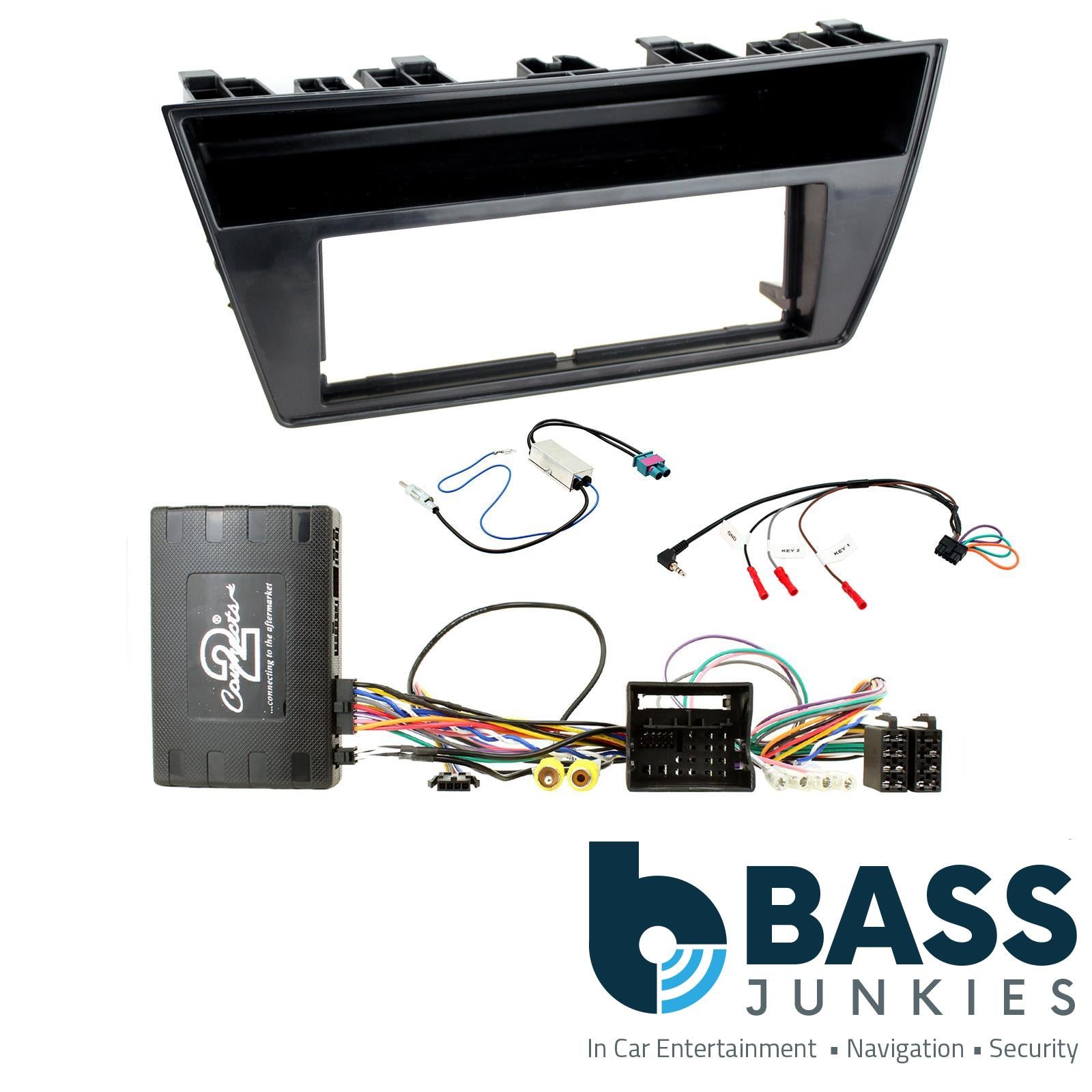 Single Din Stereo Fitting Kit + Steering Wheel Stalk Controls to fit Skoda Fabia 2014-18