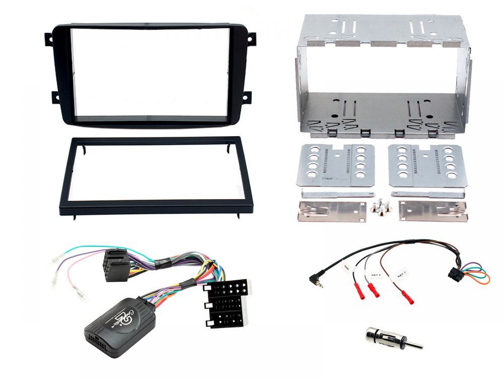 Connects2 CTKMB13 - Mercedes Benz C Class W203 2001 - 2004 Double Din Fascia & Steering Wheel Interface Installation Kit