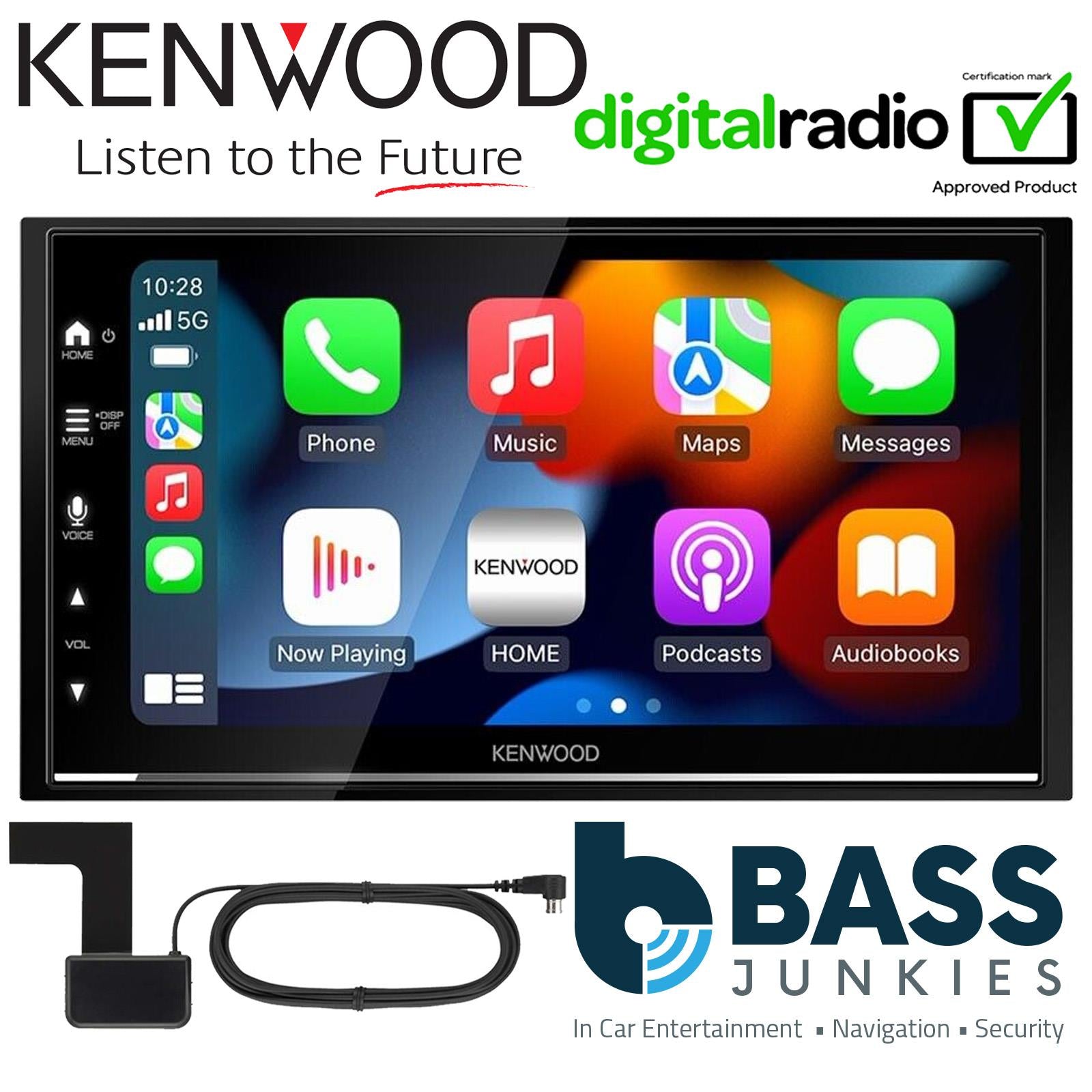 Kenwood DNX-7170DABS 7" Screen + DAB Aerial + Connects2 Double Din Grey Fascia + Steering Wheel Controls fits Ford Transit 2015-21