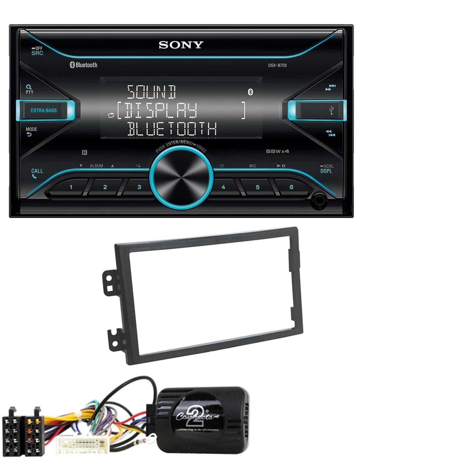 Sony DSX-B700 Bluetooth MP3 USB AUX 4 x 55W Double Din Car Stereo Radio Player + Connects2 Double Din + Steering Wheel Controls fits Nissan 350Z 2003-05