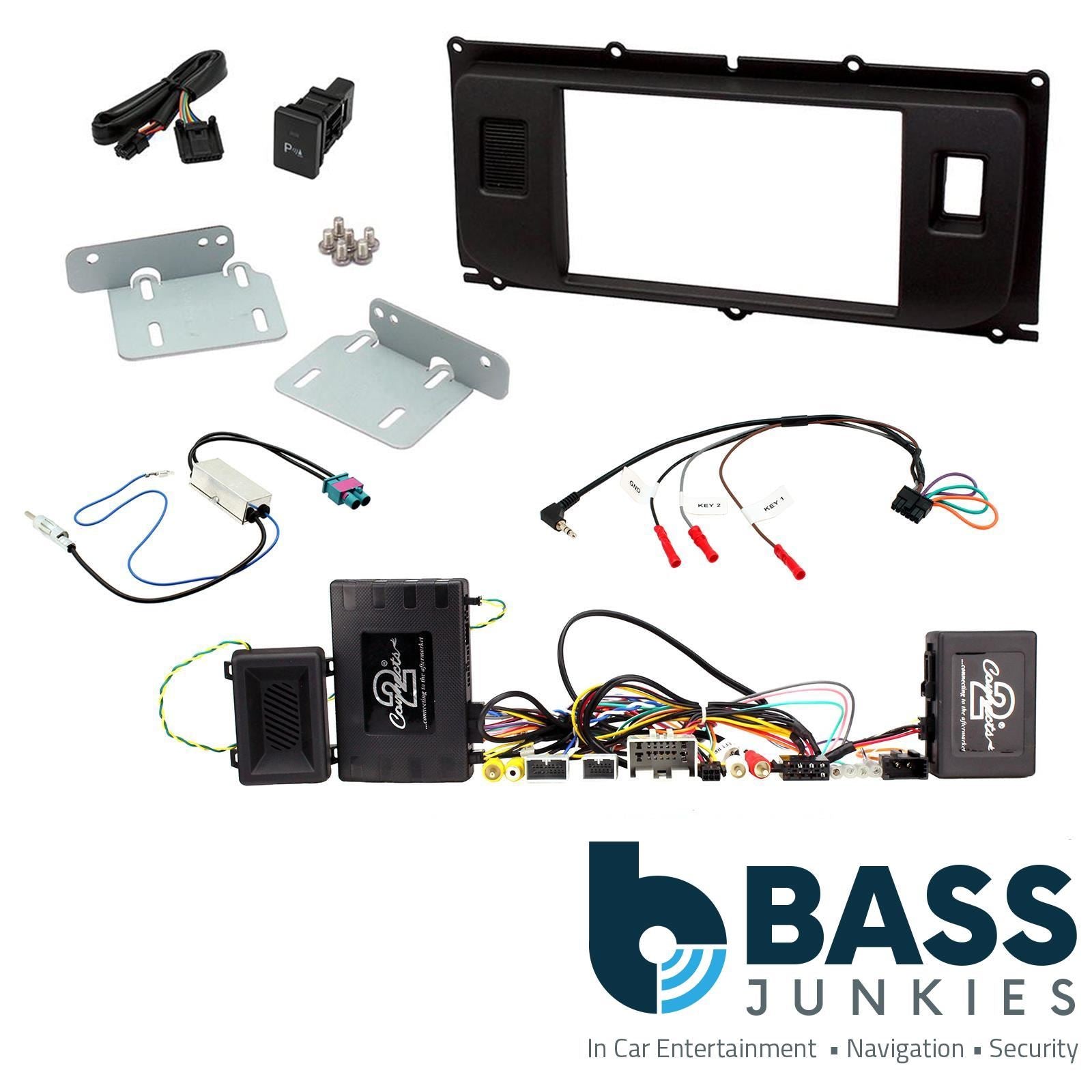 Double Din Stereo Fitting Kit + Steering Wheel Stalk Controls to fit Land Rover Evoque 11-14