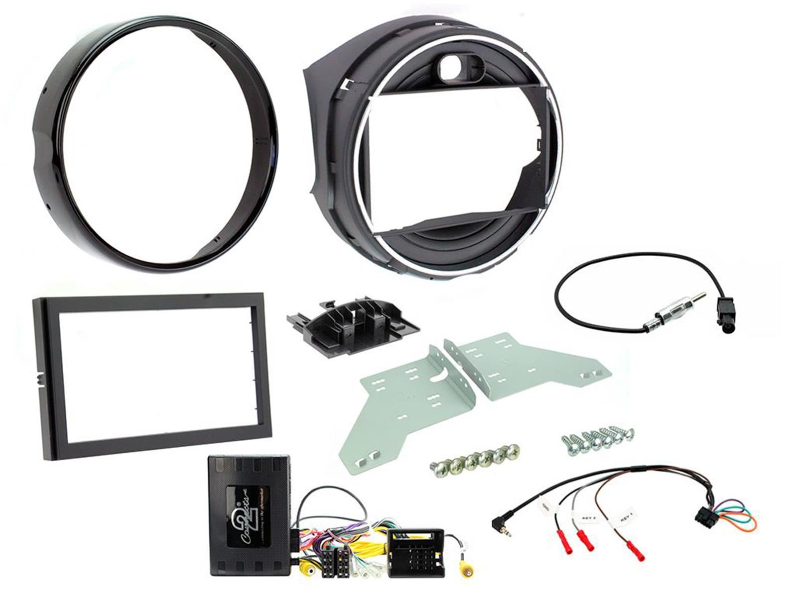 Grundig 6.8" Apple Android Double Din Stereo Fitting Kit + Steering Wheel Stalk Controls to fit BMW Mini 2013-16