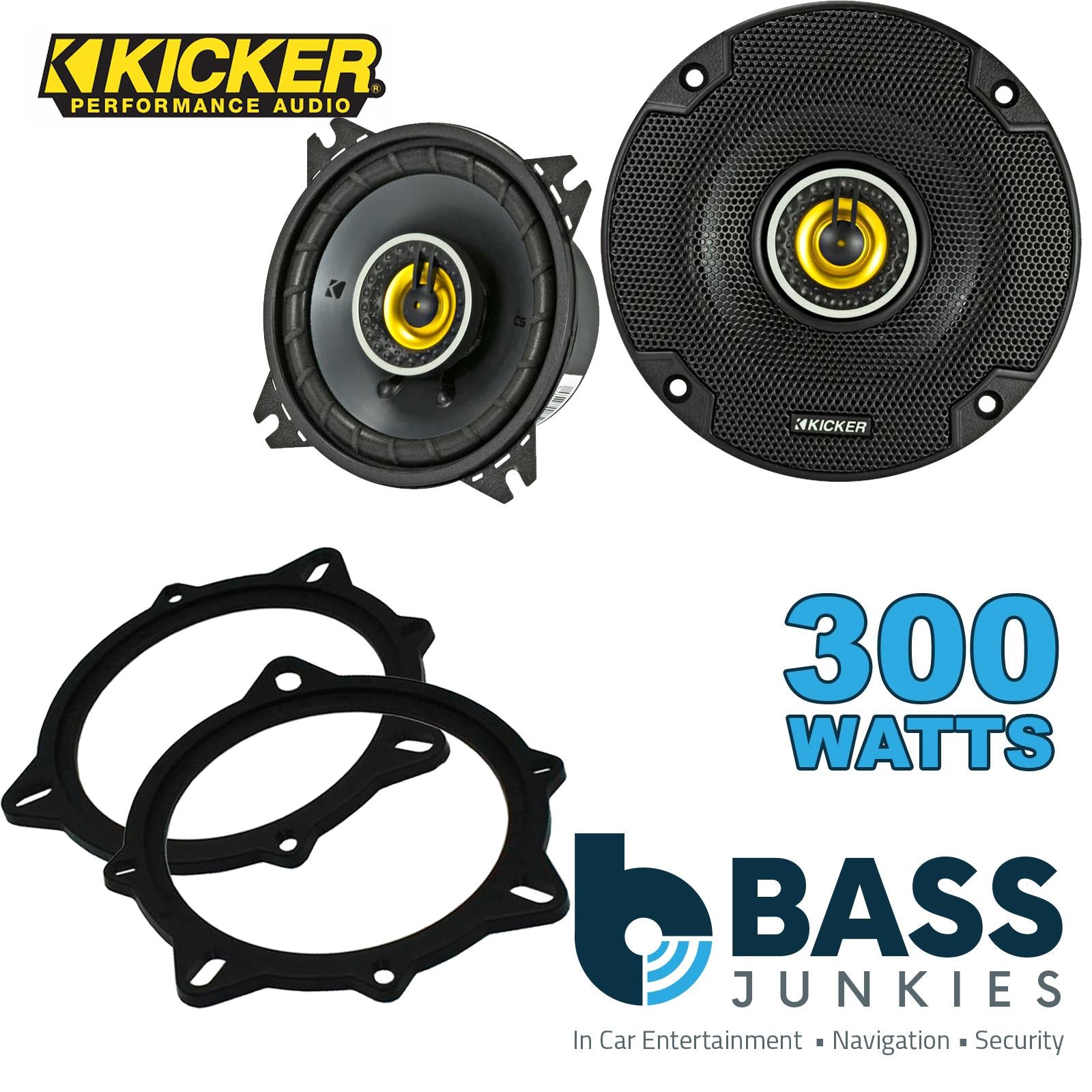 Kicker CSC44 100mm/10cm/4" 2-Way Coaxial Car speakers (Per Pair Max 300|100 watts RMS) Fits BMW 5-Series 2006-10 | X1 09-15 | X3 06-10 | X5 06-13 | 3-Series 05-12