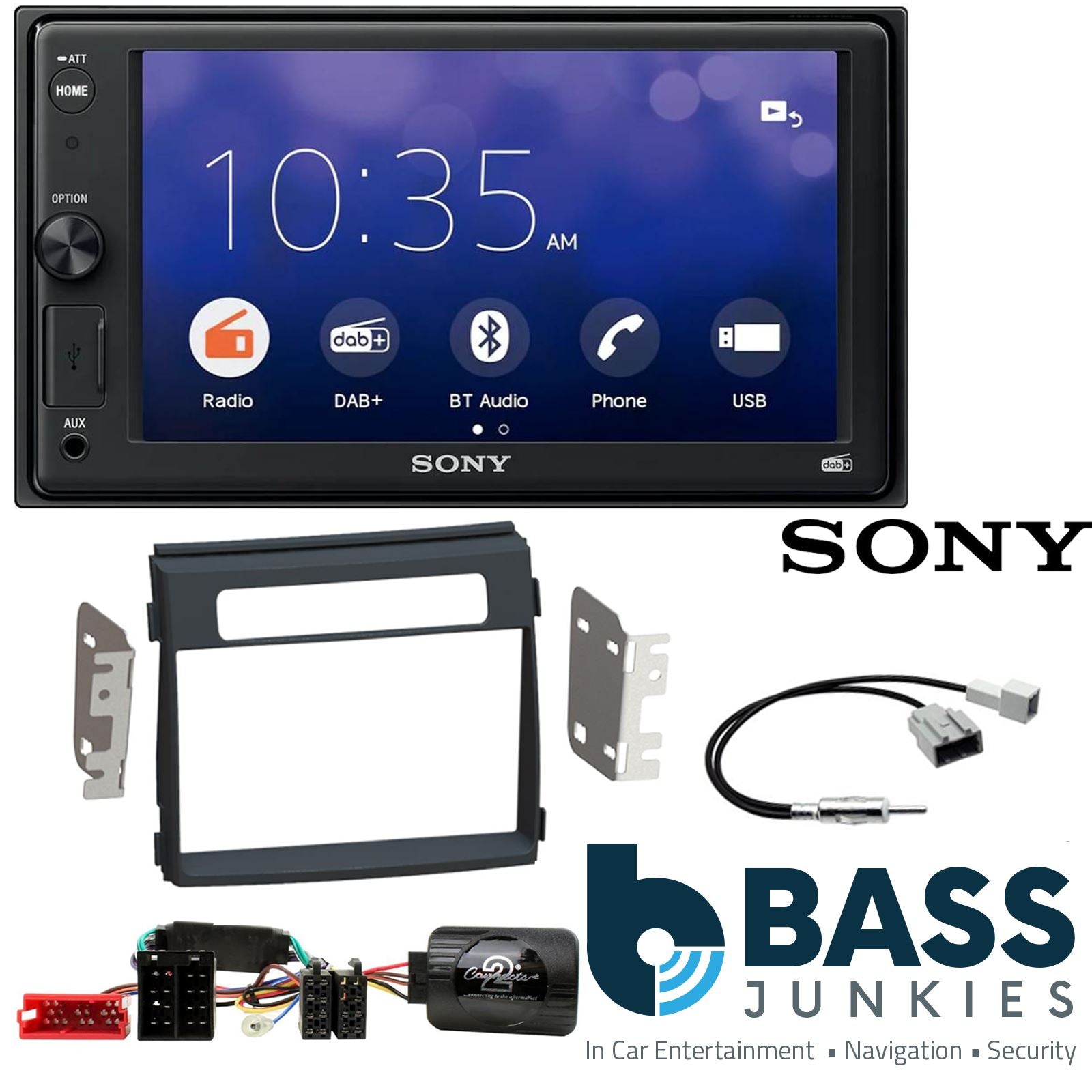 SONY XAV-1550D DAB+ Smart Bluetooth Car Radio + Stereo fitting kit + Steering Wheel Controls Loom for Kia Soul 2012-2014