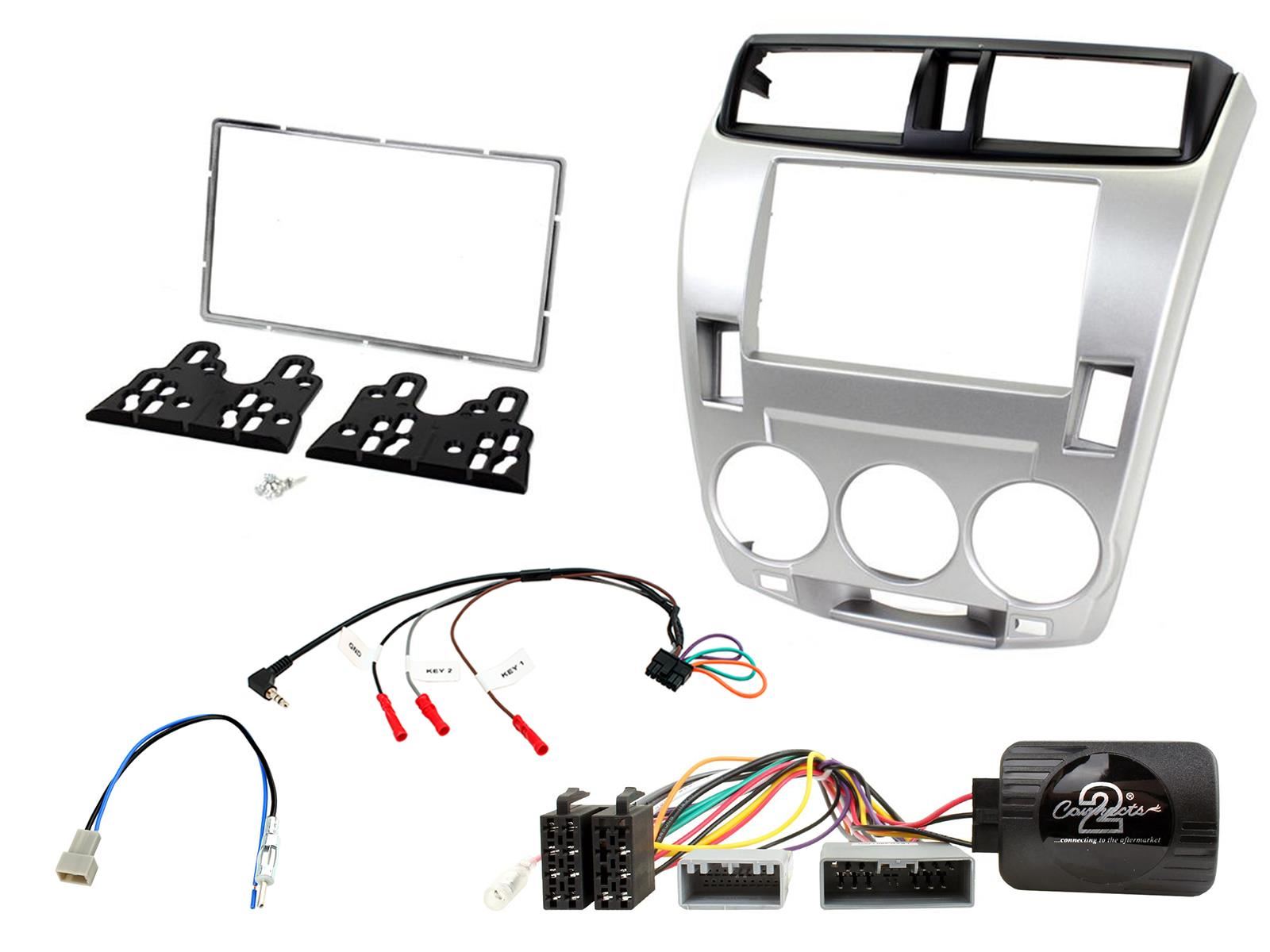 SONY 6.2" Screen Blutooth Double Din Stereo Fitting Kit + Steering Wheel Stalk Controls to fit Honda City 2008-14