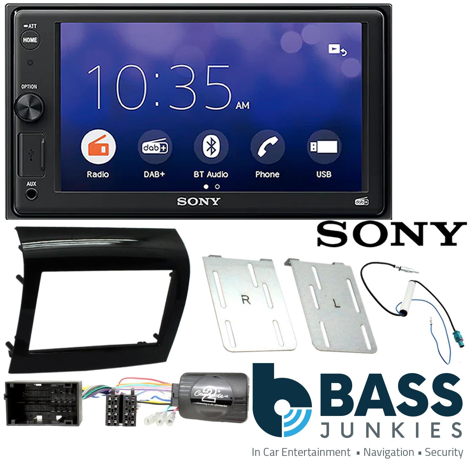 SONY 6.2" Screen Blutooth Double Din Stereo Fitting Kit + Steering Wheel Stalk Controls to fit Peugeot Boxer 2014-