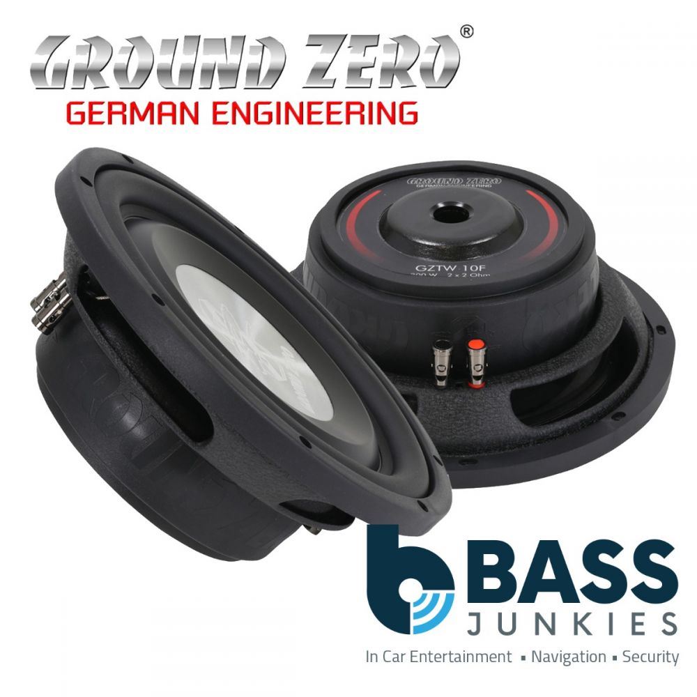 Ground Zero GZTW 10F - 10" Inch 25cm 300 WRMS Dual 2-Ohm Flat Car Sub Subwoofer