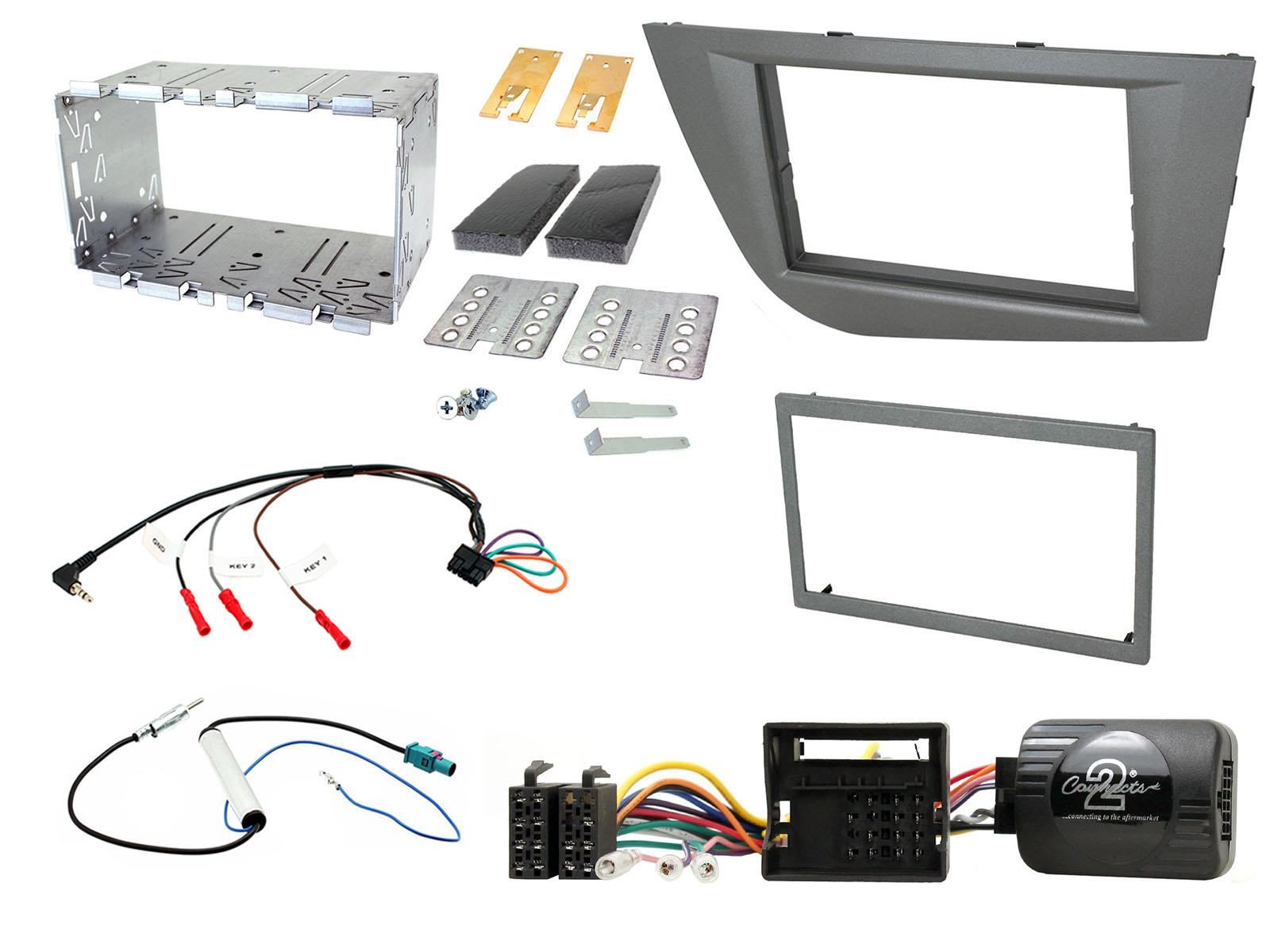 Grundig 6.8" Apple Android Double Din Stereo Fitting Kit + Steering Wheel Stalk Controls to fit Seat Leon 2005-12