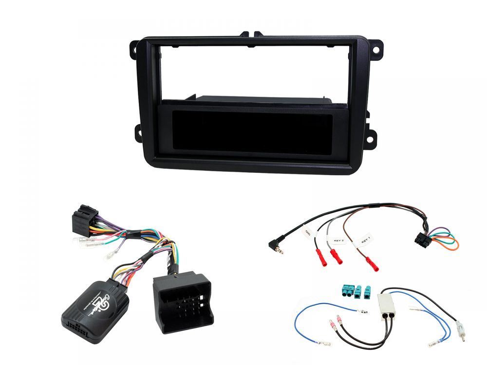 Connects2 CTKVW04 - Volkswagen Golf/EOS 2004 - 2012 Single Din Fascia & Steering Wheel Interface Installation Kit