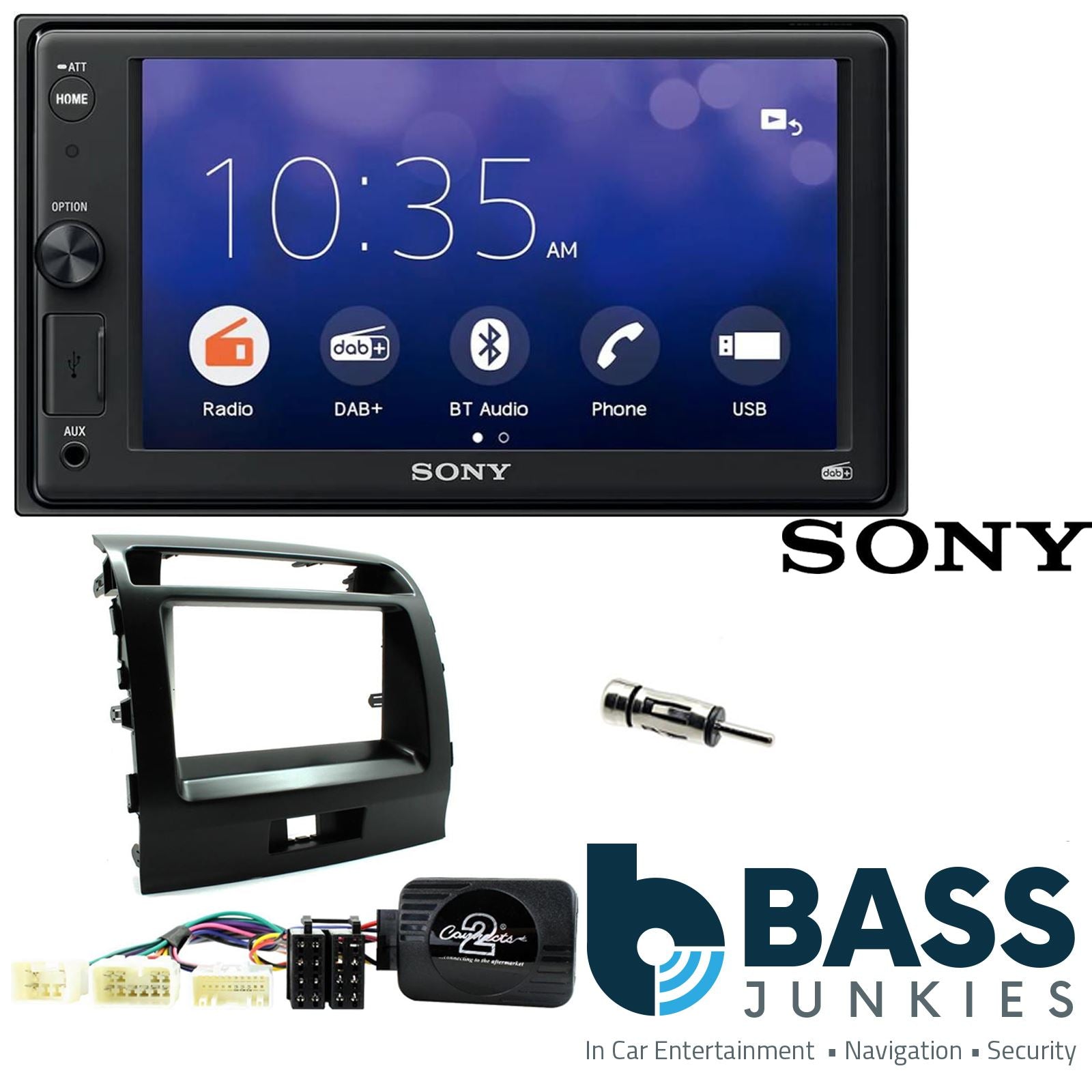 SONY XAV-1550D DAB+ Smart Bluetooth Car Radio + Stereo fitting kit + Steering Wheel Controls Loom Toyota Landcruiser 2003-2009